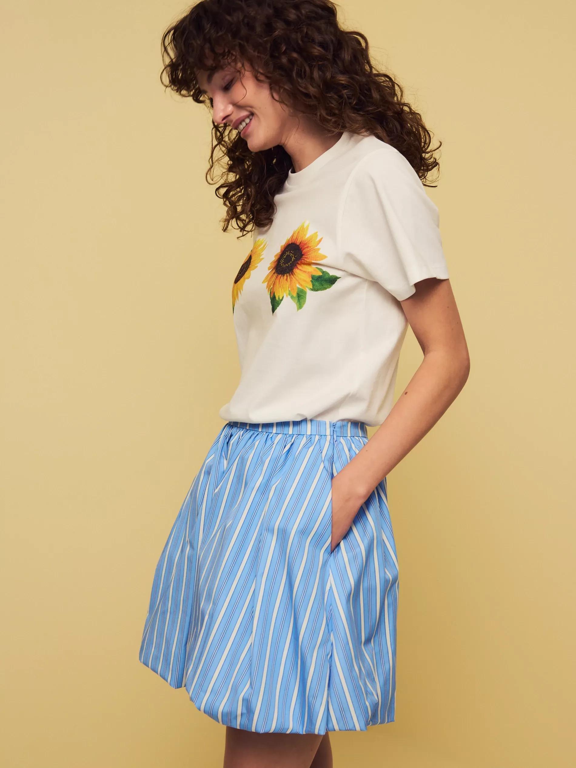 Blue Bubble Skirt With Stripes, , medium