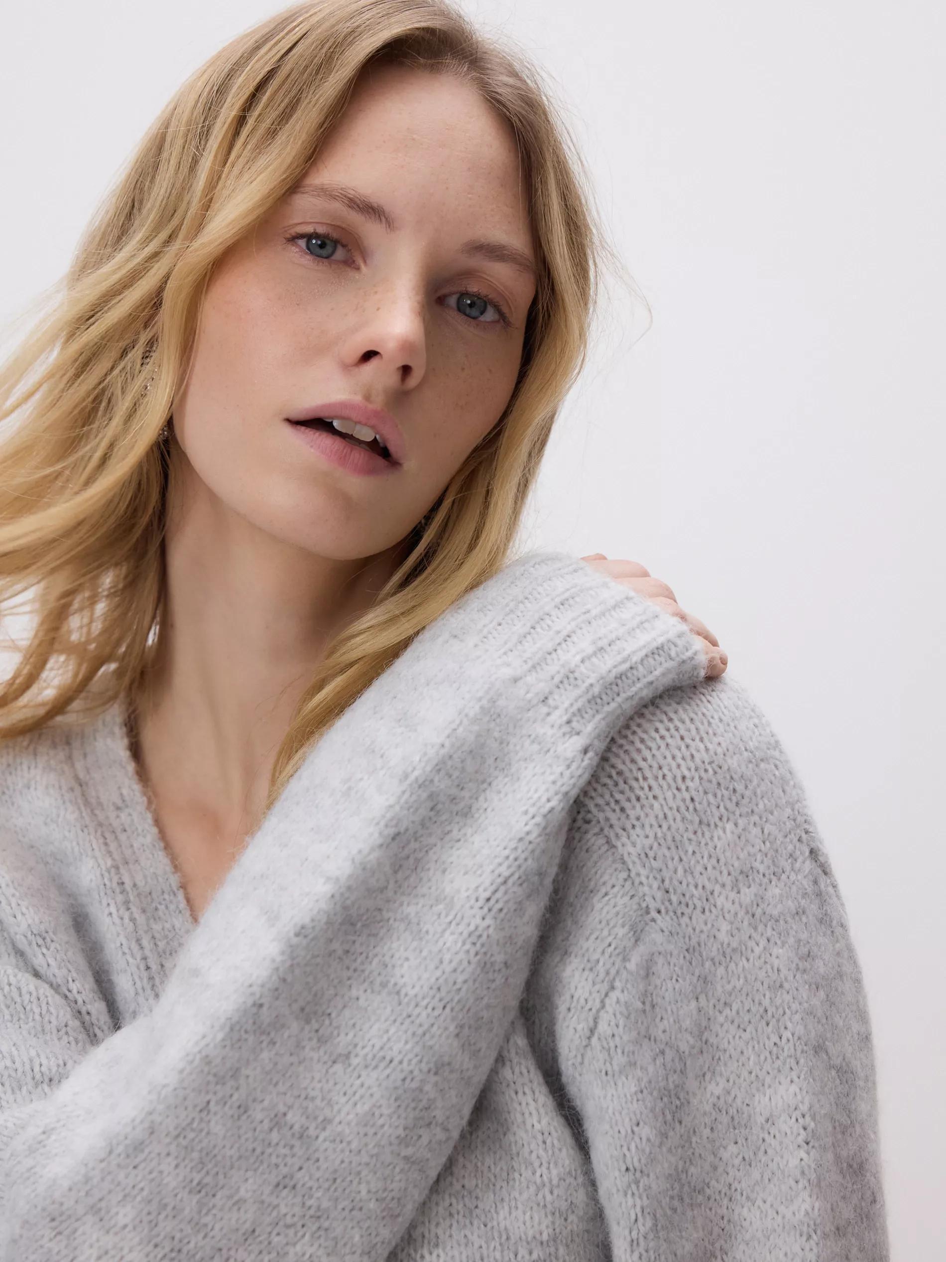 Grey Cardigan With Decorative Buttons, Light grey, large image number 2