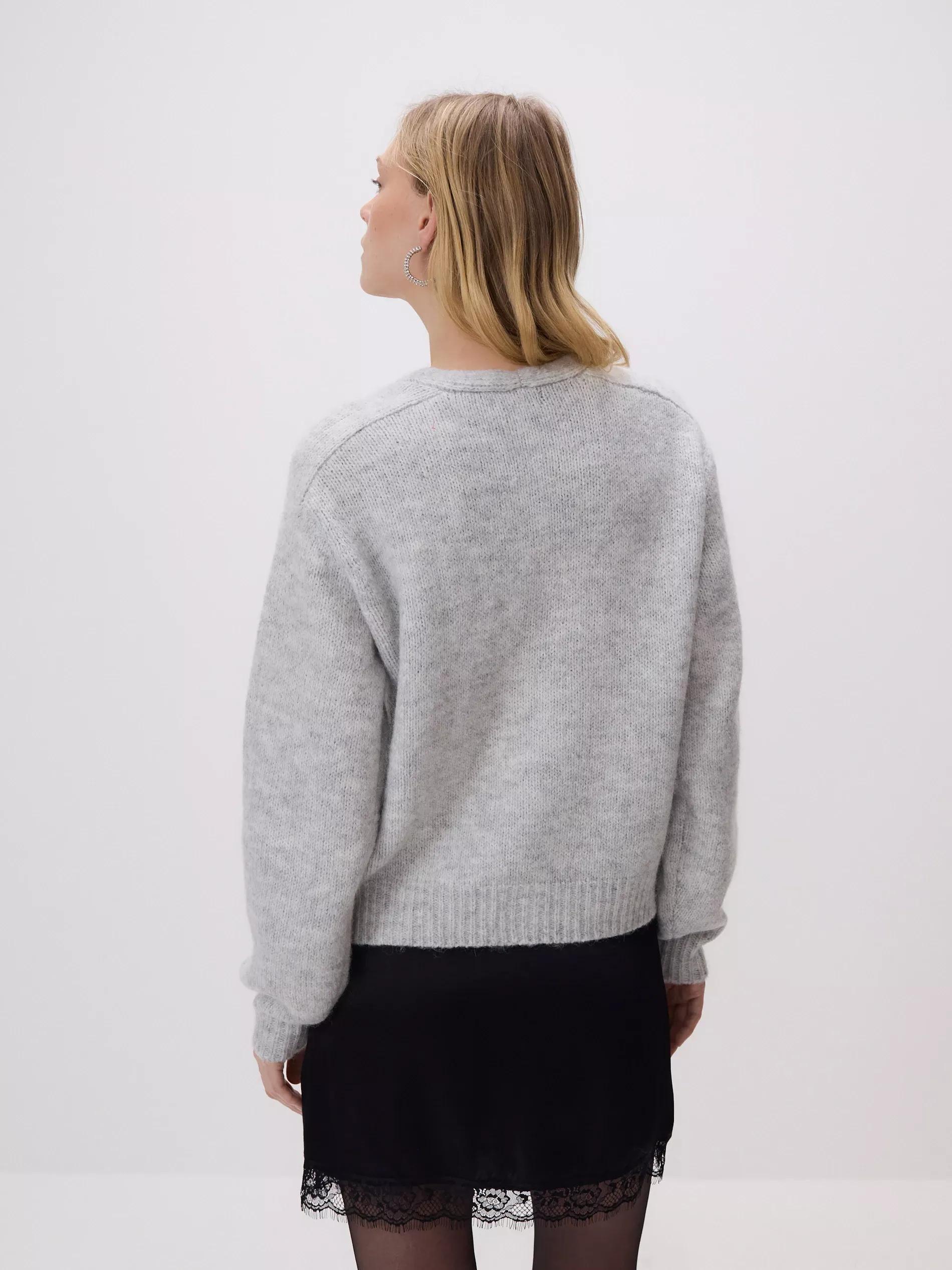 Grey Cardigan With Decorative Buttons, Light grey, large image number 3