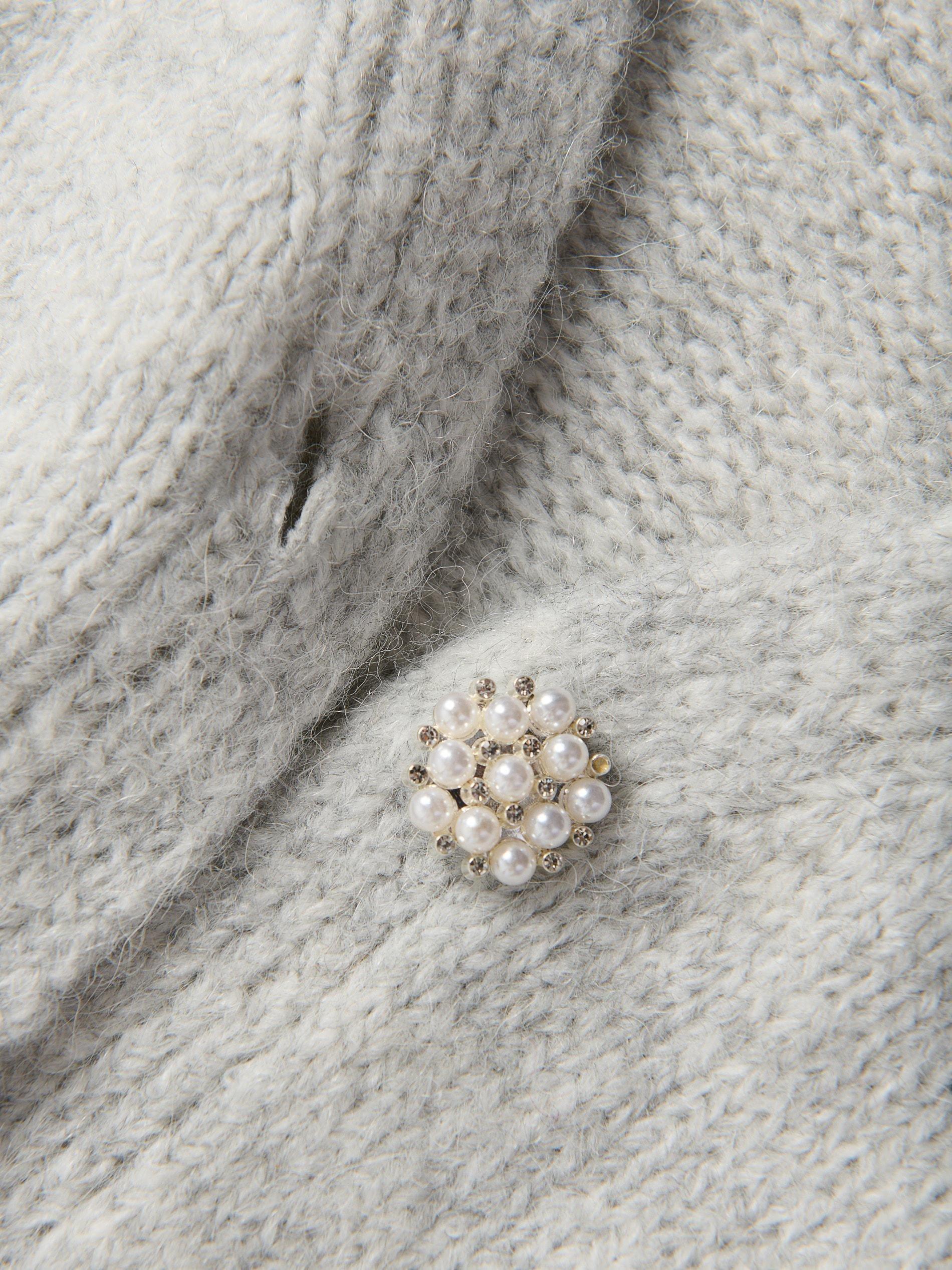 Grey Cardigan With Decorative Buttons, Light grey, large image number 5
