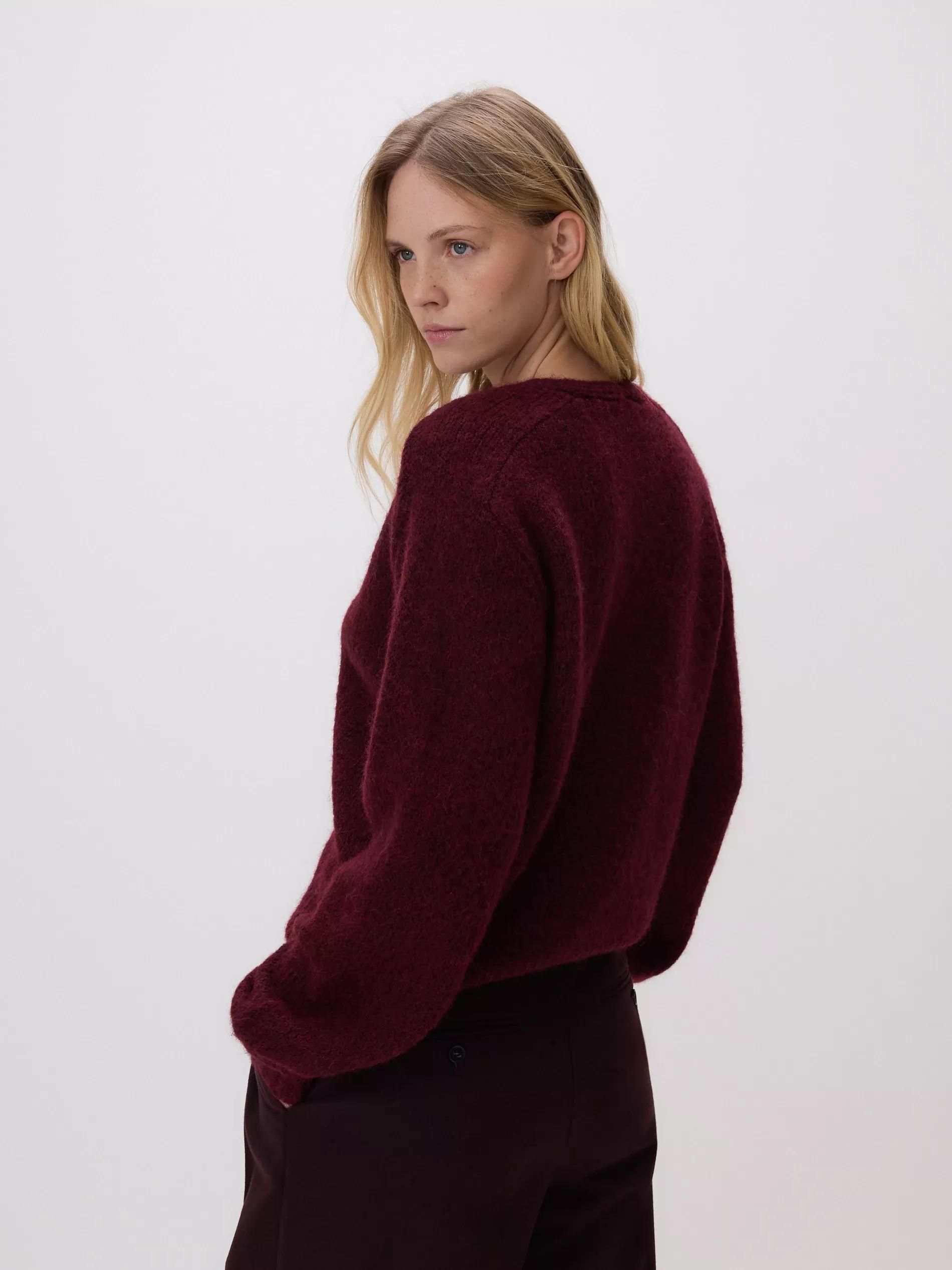 Maroon Cardigan With Decorative Buttons, Burgundy, medium