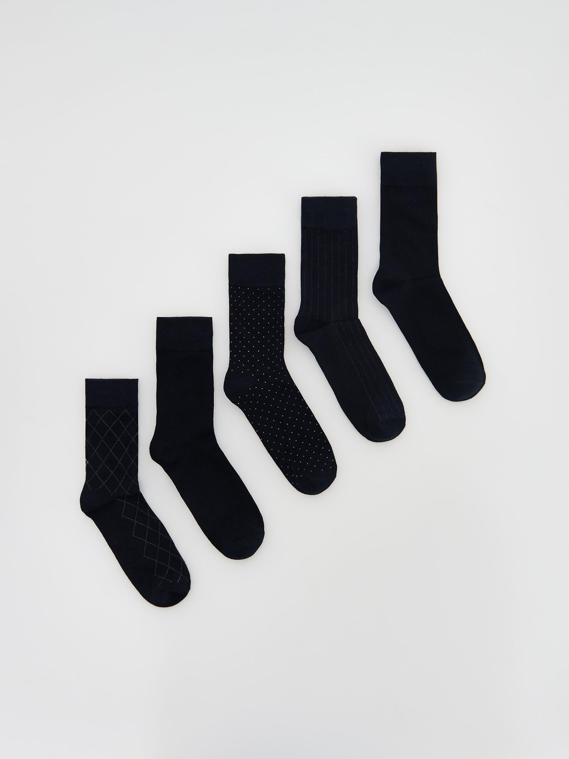 Navy Socks 5 Pack, Navy, medium
