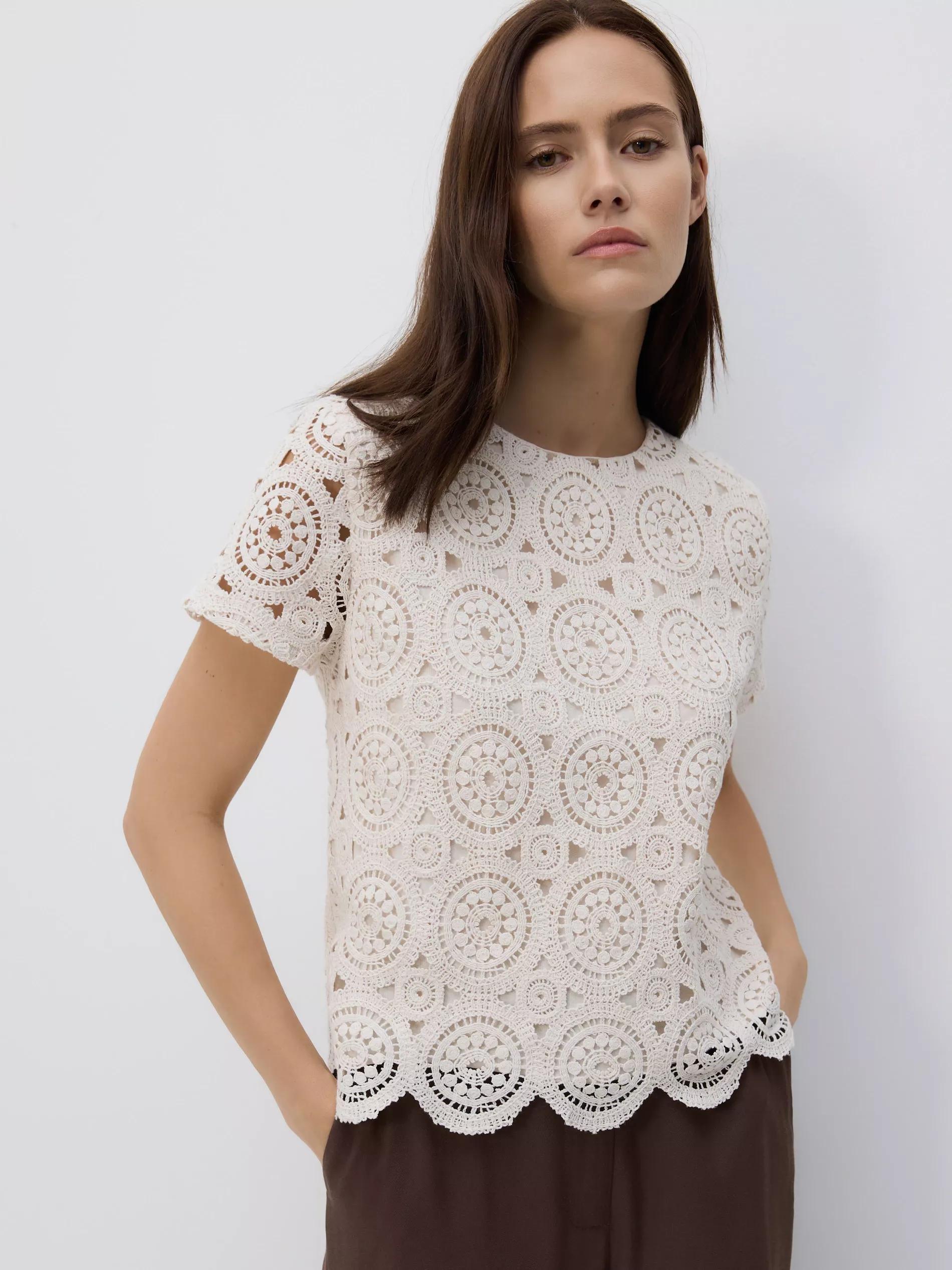 CREAM Crochet top, , large image number 0