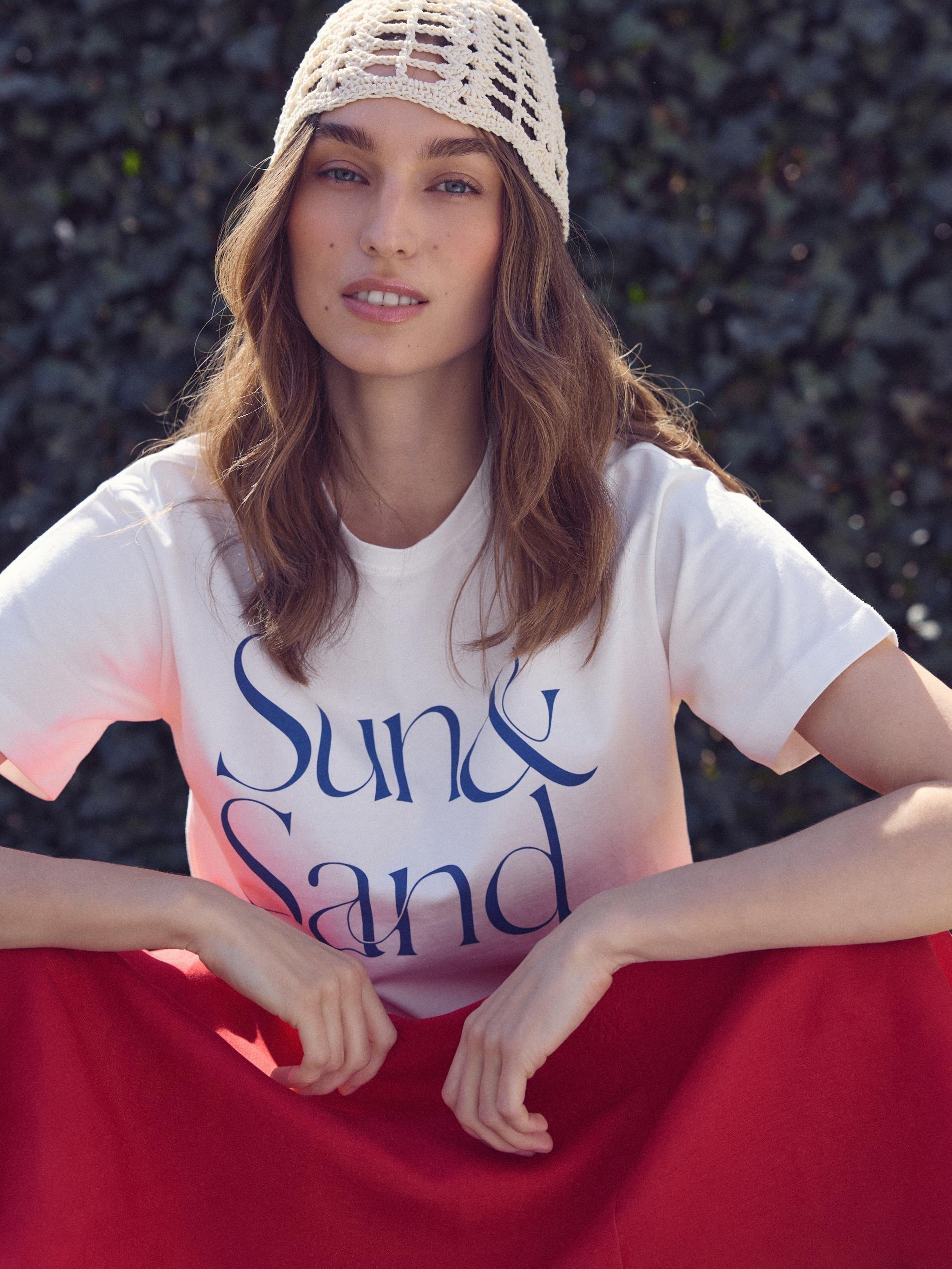 White Cotton T-Shirt With Print, White, medium
