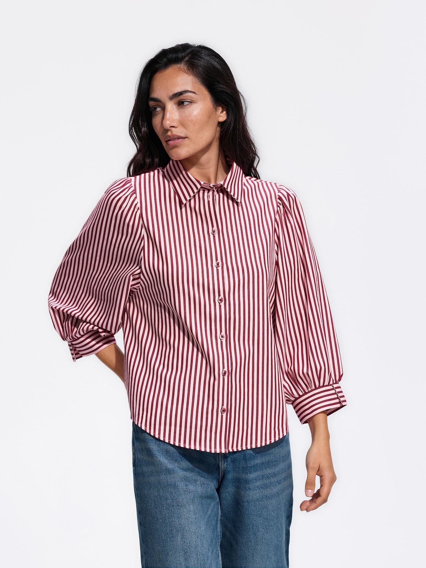 Red Cotton Shirt With Puff Sleeves, Red, large image number 0