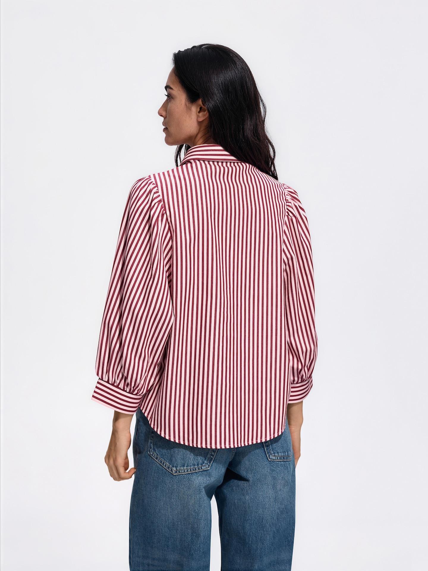 Red Cotton Shirt With Puff Sleeves, Red, large image number 2