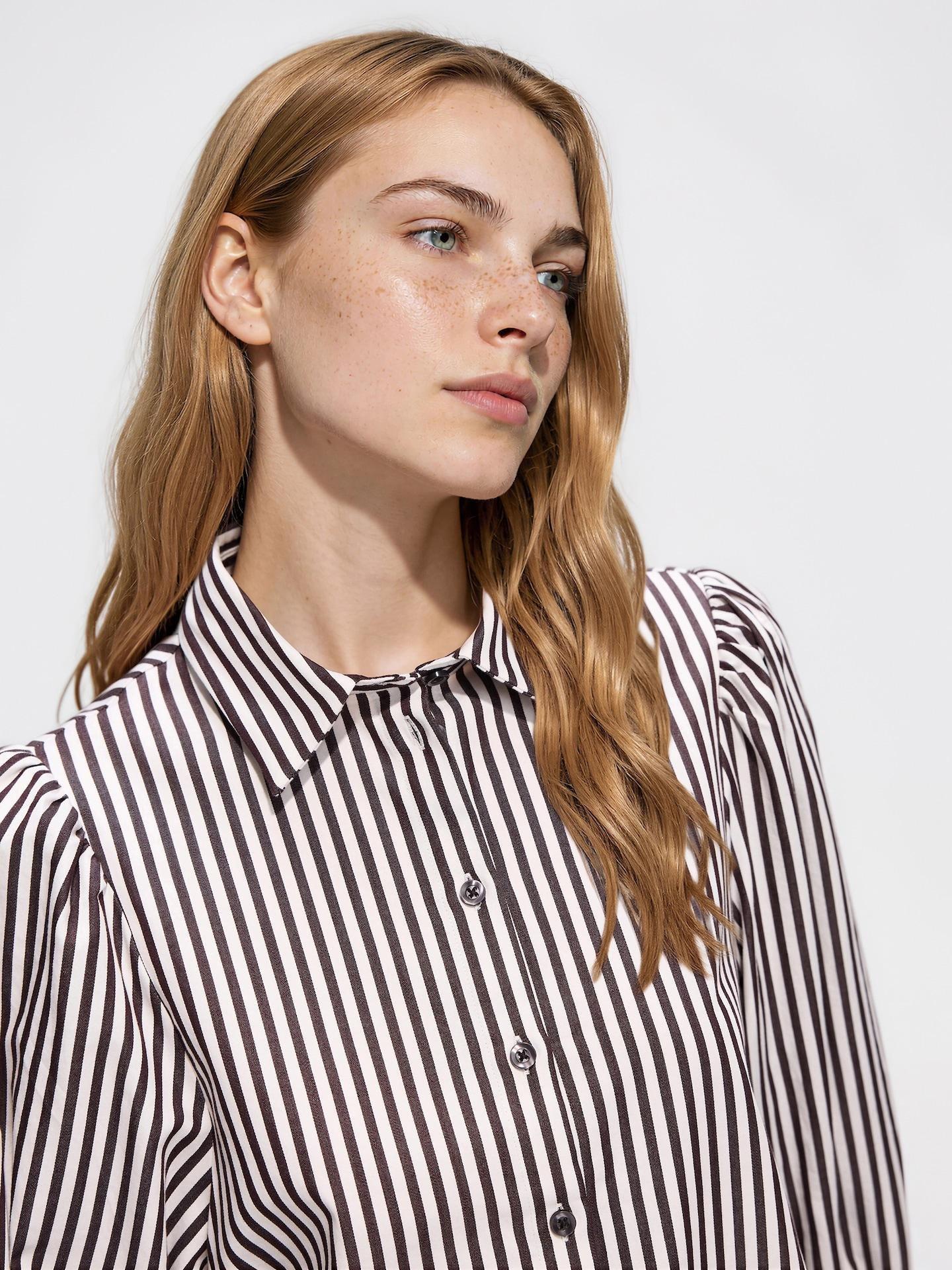 Brown Cotton Shirt With Puff Sleeves, Brown, large image number 0
