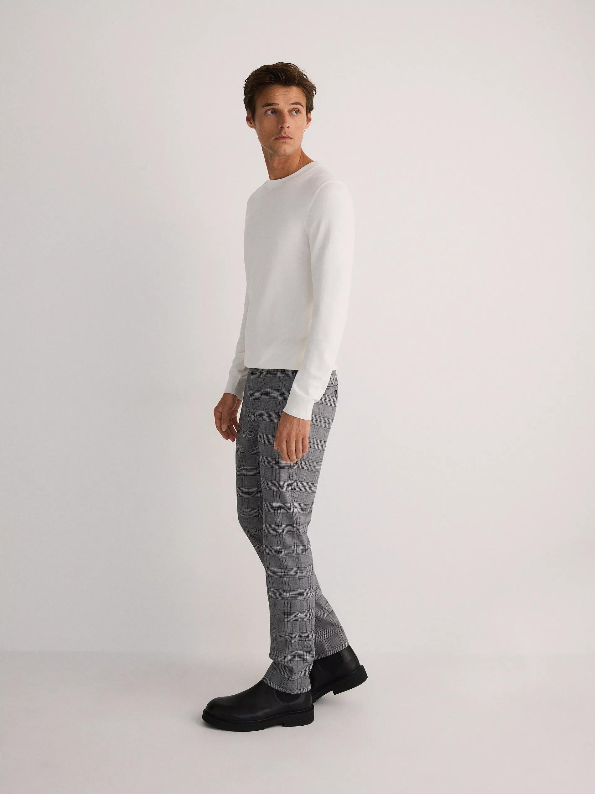 Grey Slim Chino Pants With Added Viscose, , large image number 2