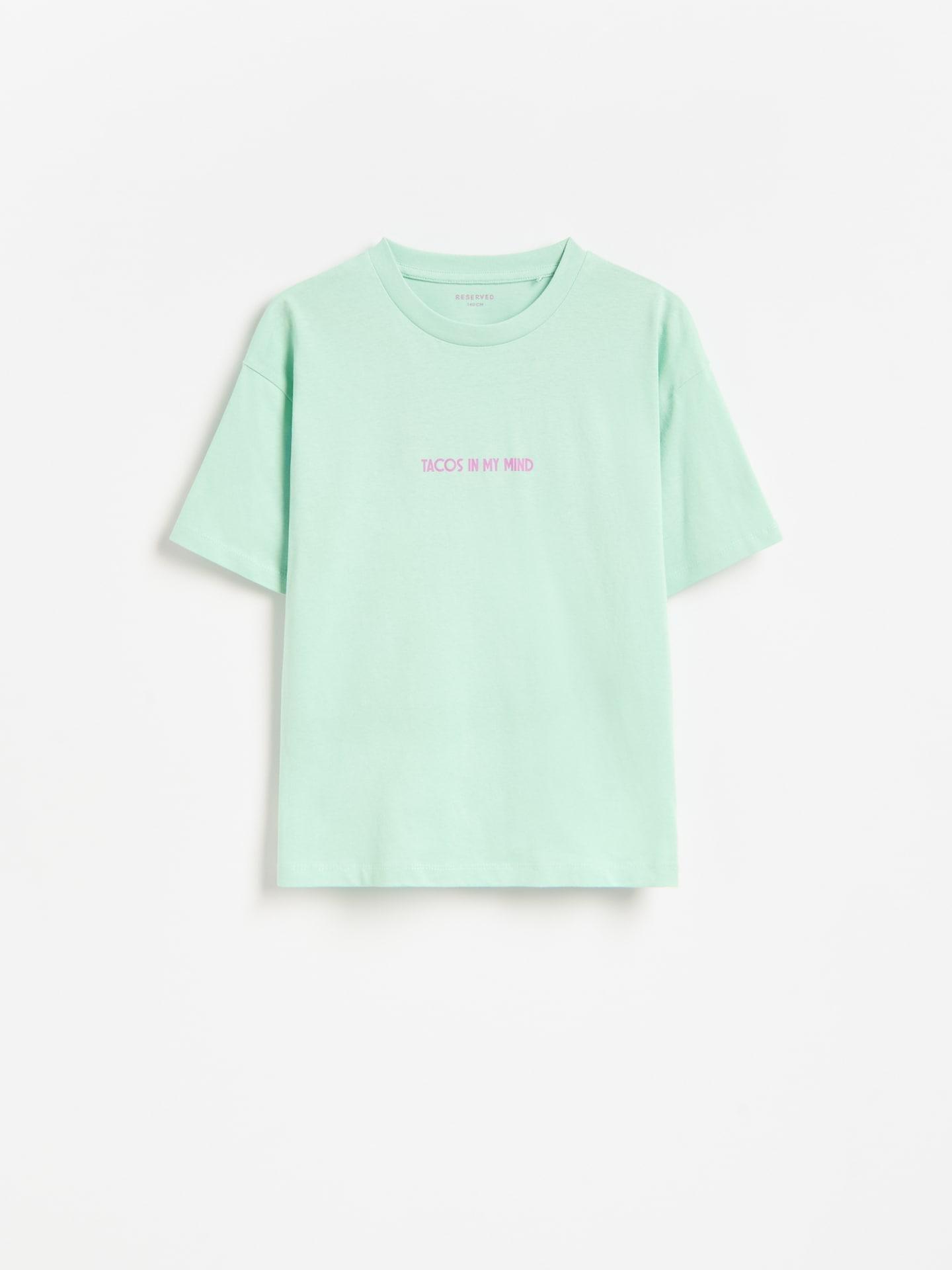 Pale Green T-Shirt With Print, Green, medium
