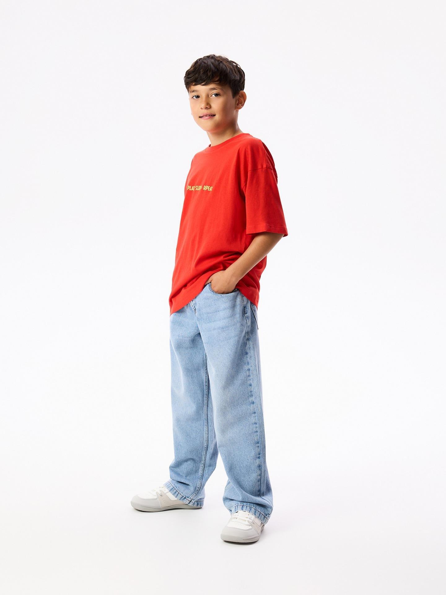 Red T-Shirt With Print, Red, medium