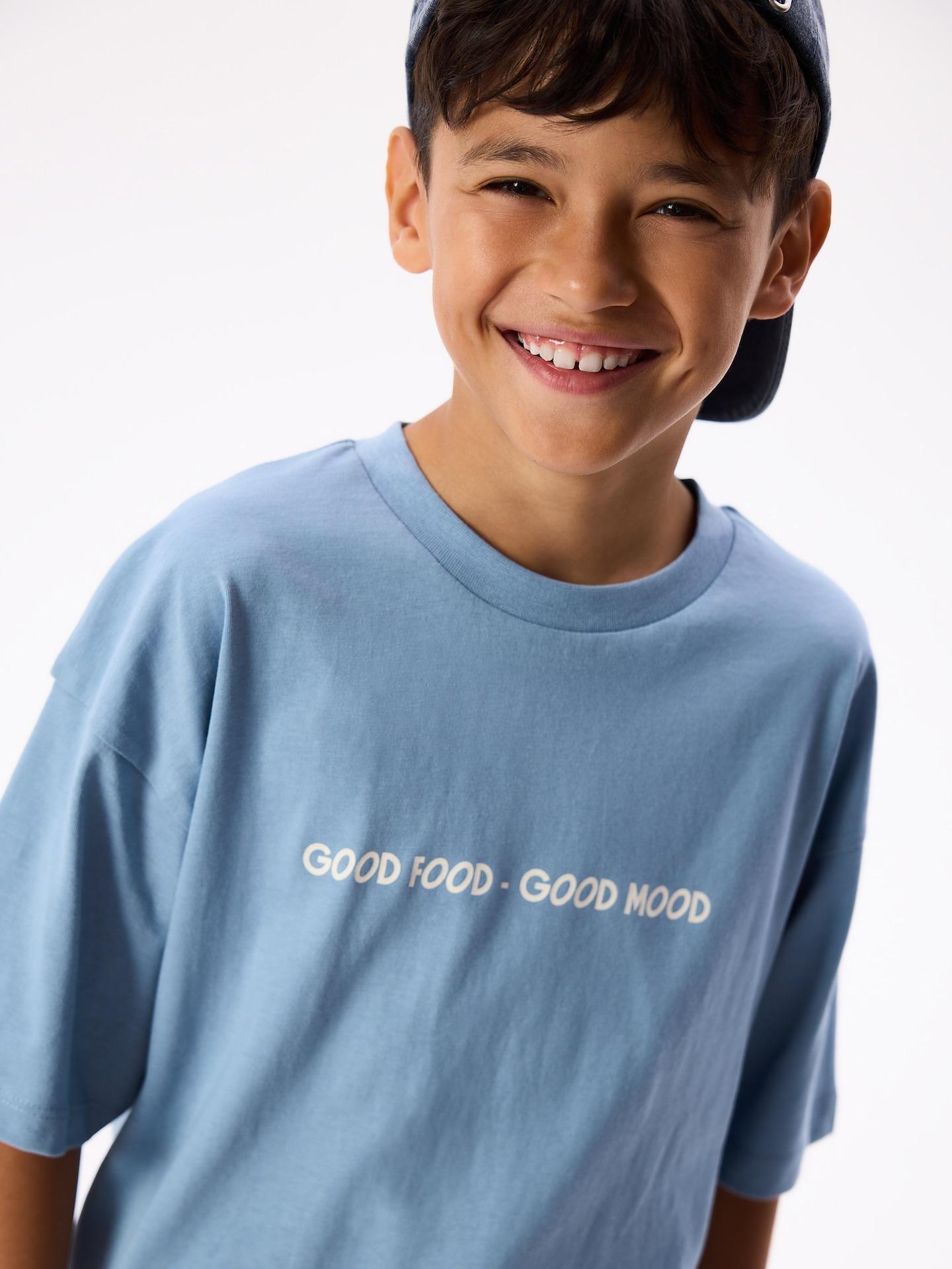 Blue T-Shirt With Print, Blue, medium