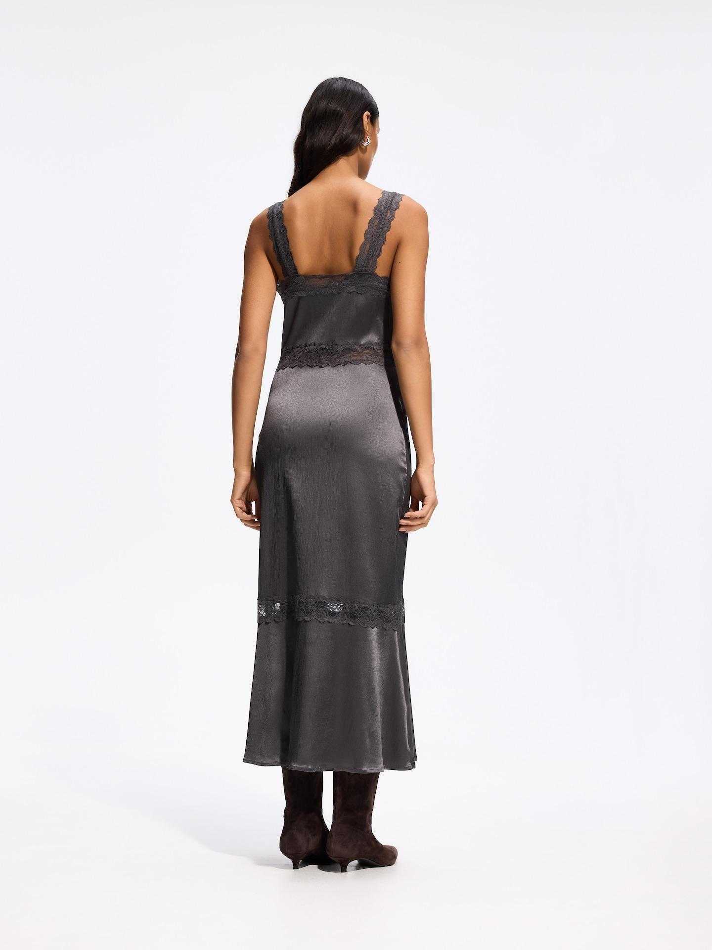 Grey Viscose Rich Midi Dress, Grey, large image number 2
