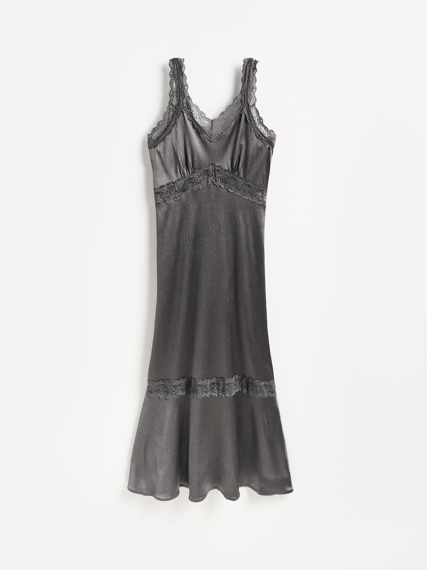 Grey Viscose Rich Midi Dress, Grey, large image number 4