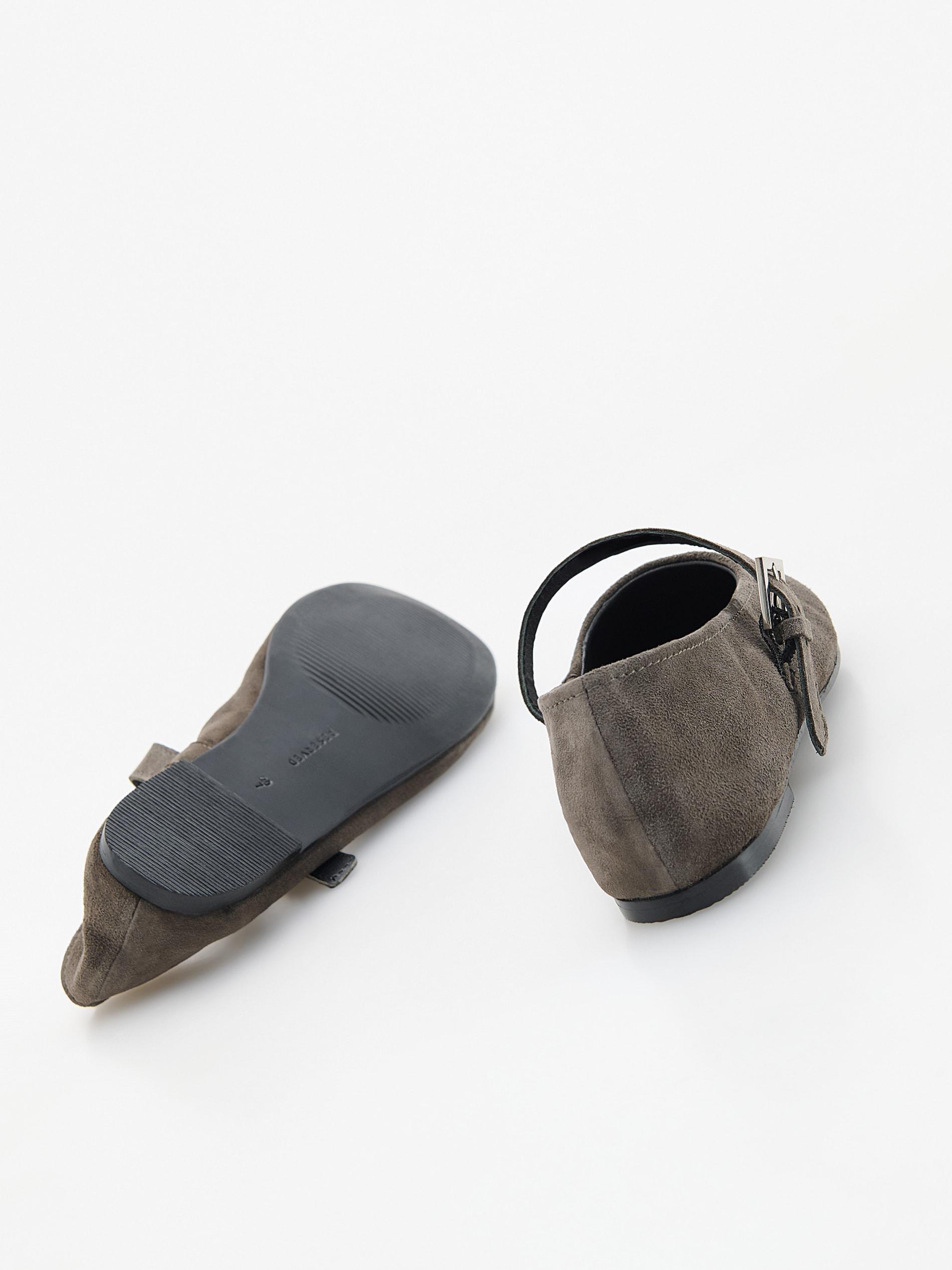 Grey Suede Ballerinas With Strap, Grey, large image number 2