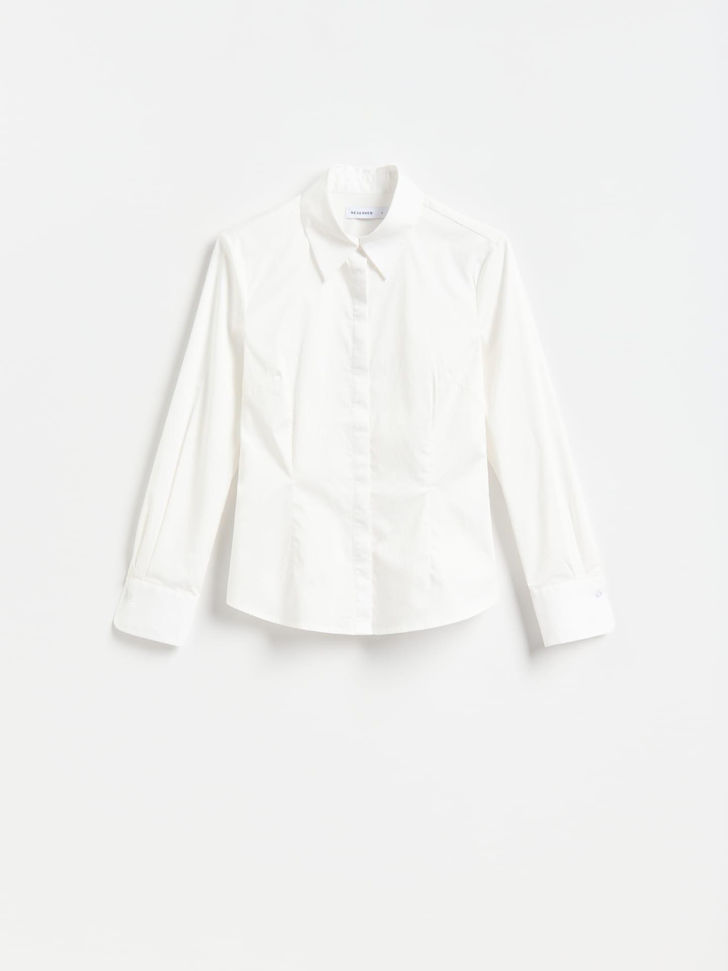 White Fitted Cotton Shirt, White, large image number 0