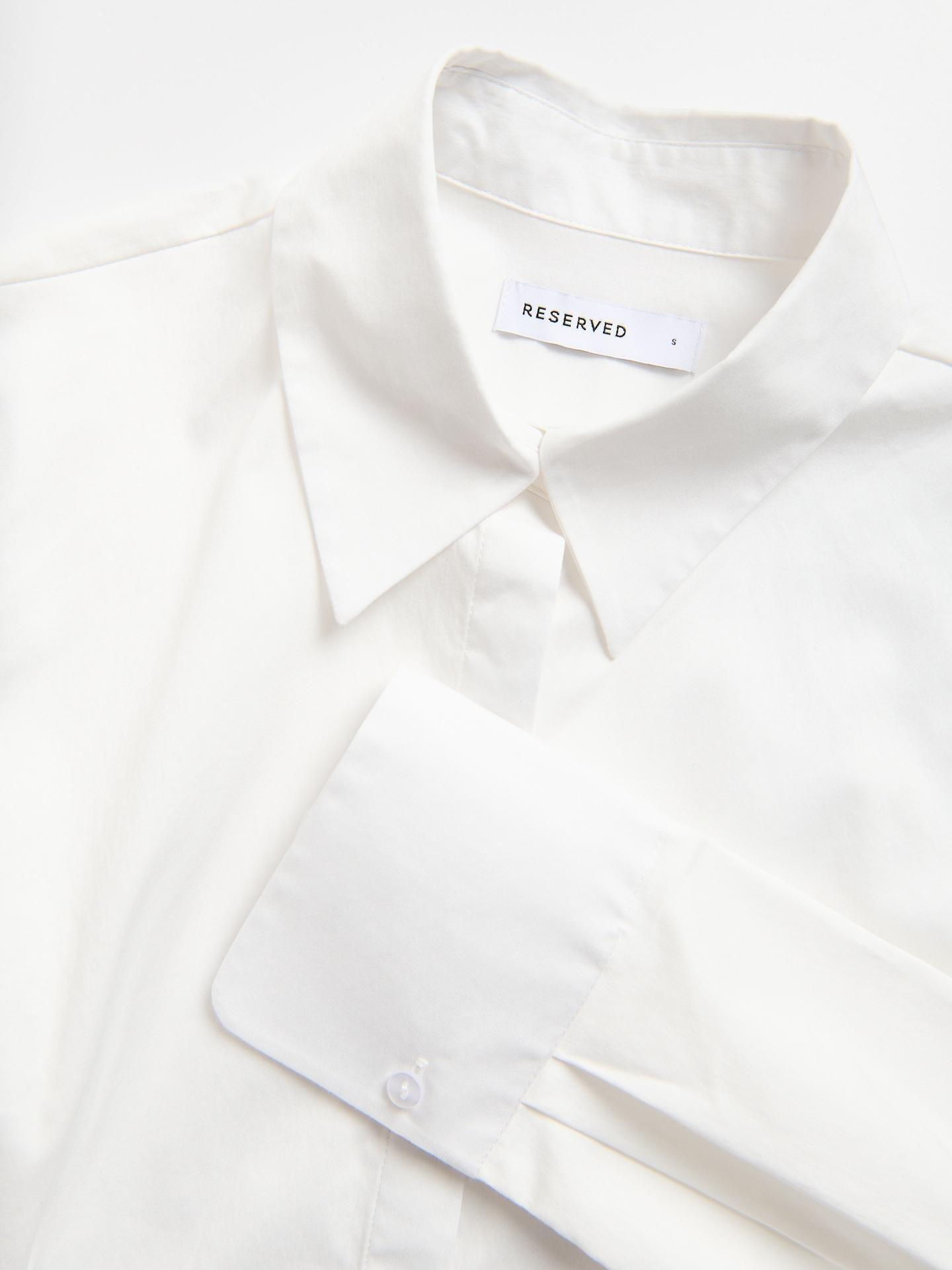 White Fitted Cotton Shirt, White, medium