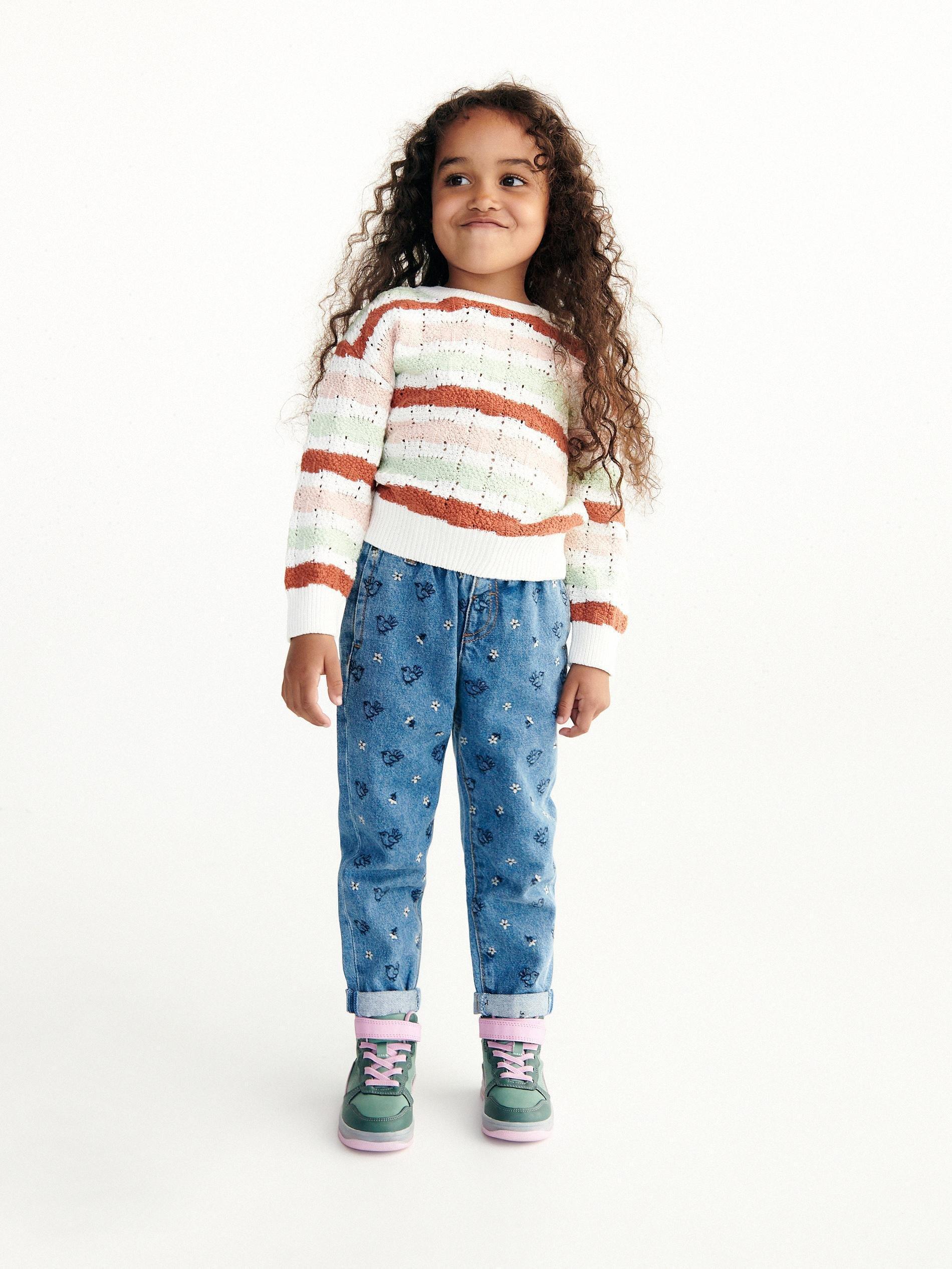 Multicolor Stripe Openwork Jumper, Kids Girls, , large image number 3