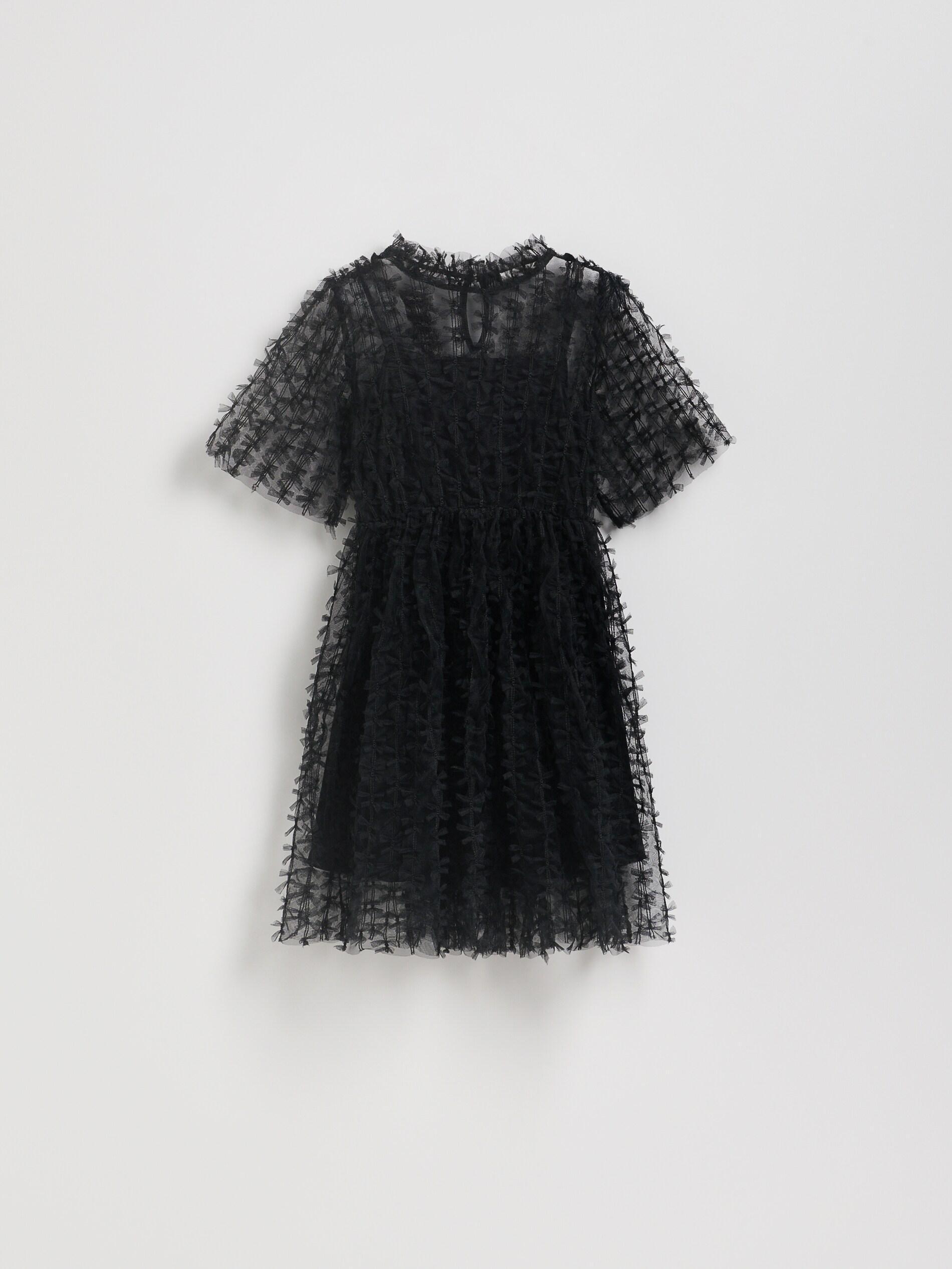 Black Tulle Dress With Bows, Kids Girls, Black, large image number 0