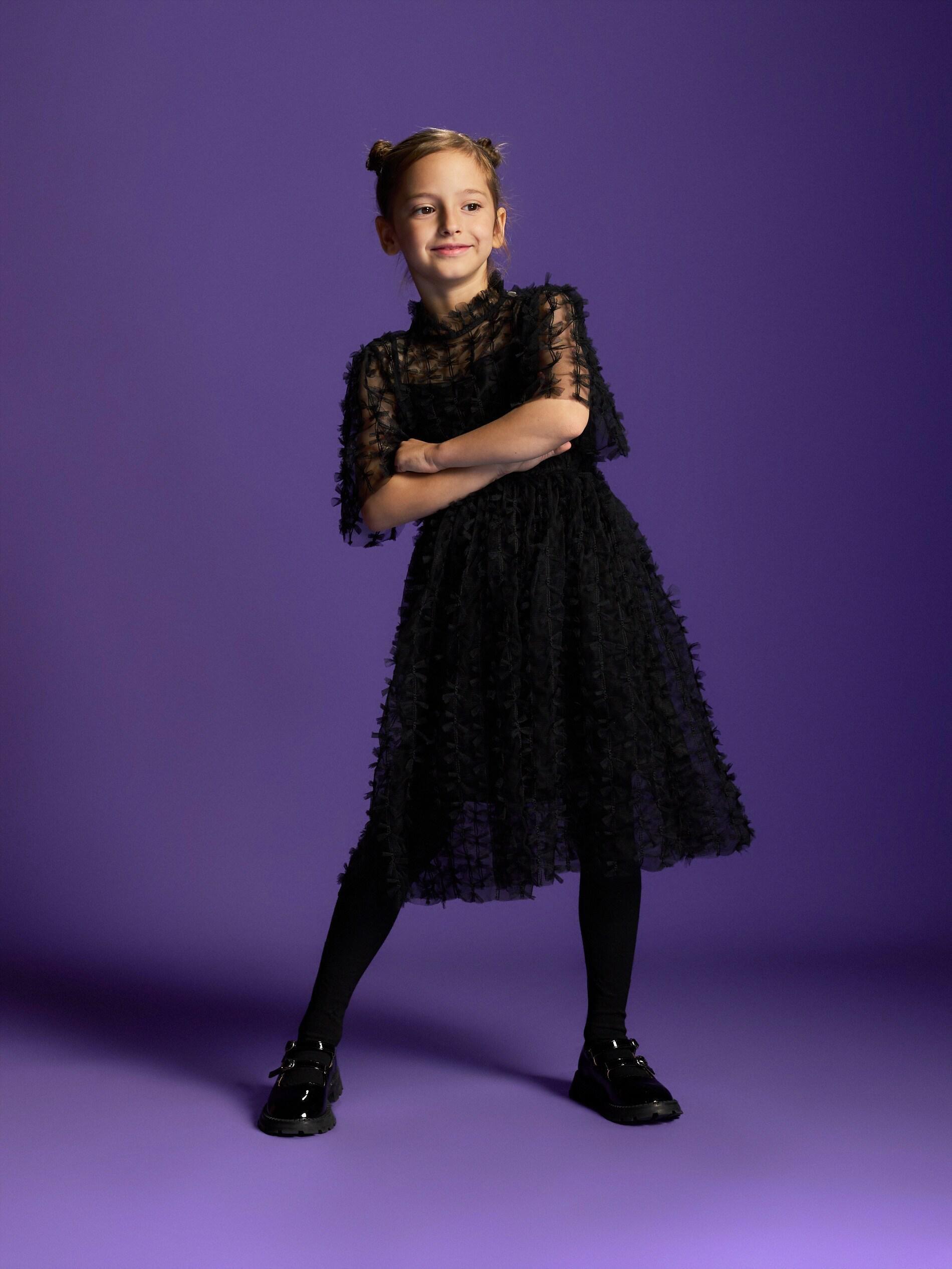Black Tulle Dress With Bows, Kids Girls, Black, large image number 4