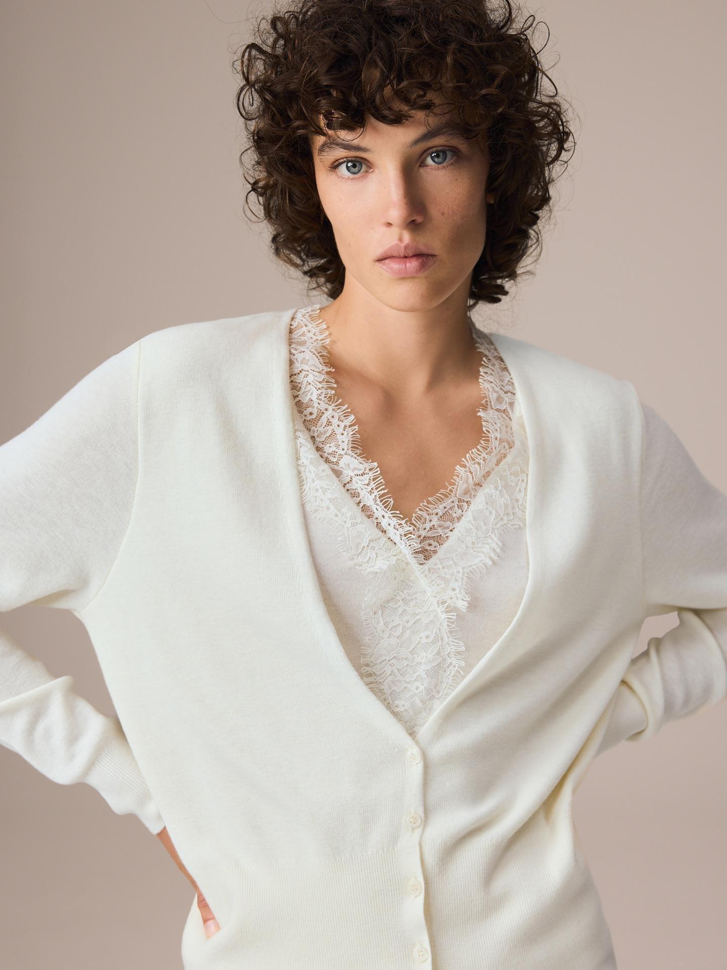 Beige Cardigan With Lace, Ivory, medium