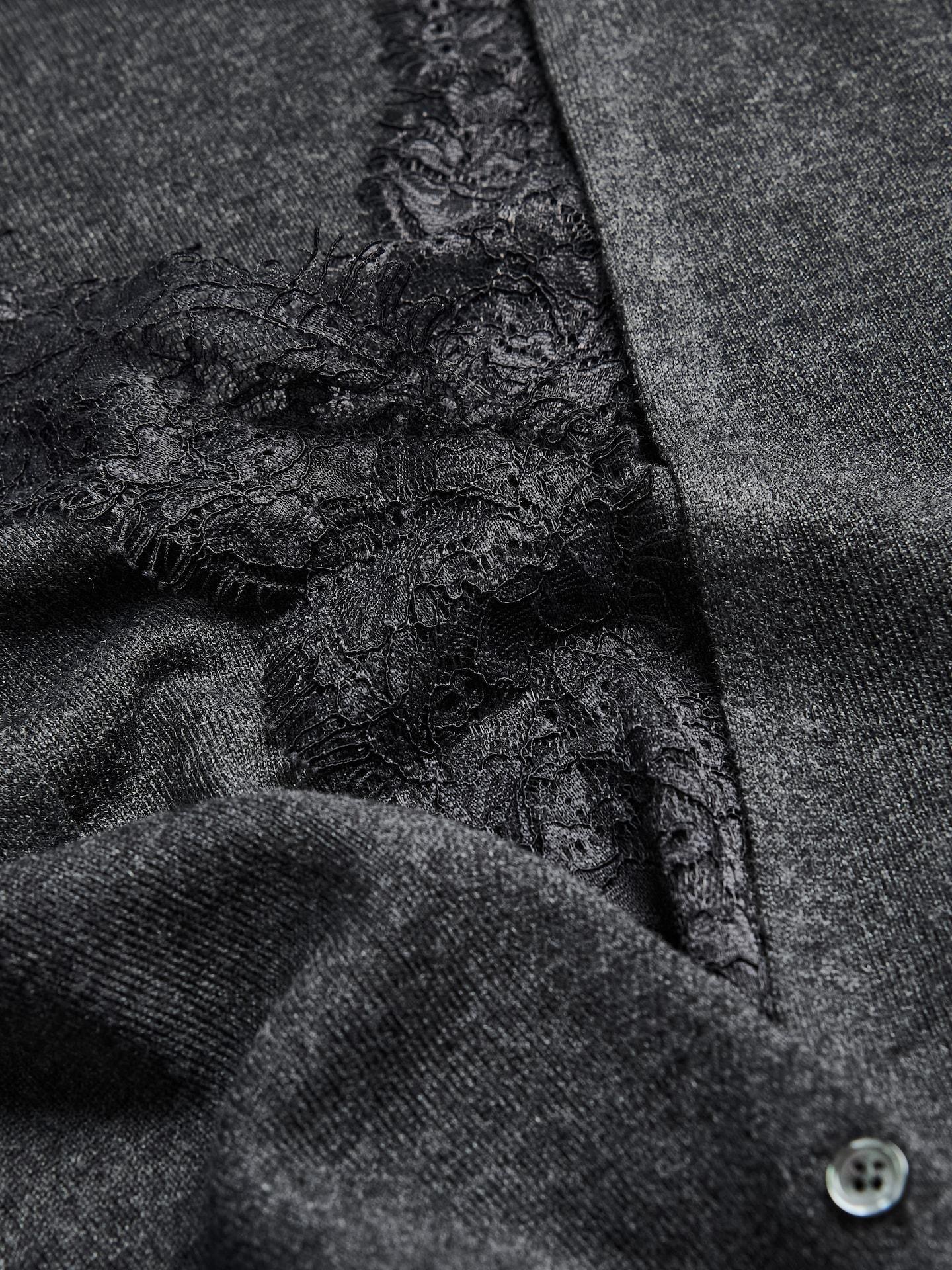 Grey Cardigan With Lace, Grey, large image number 4