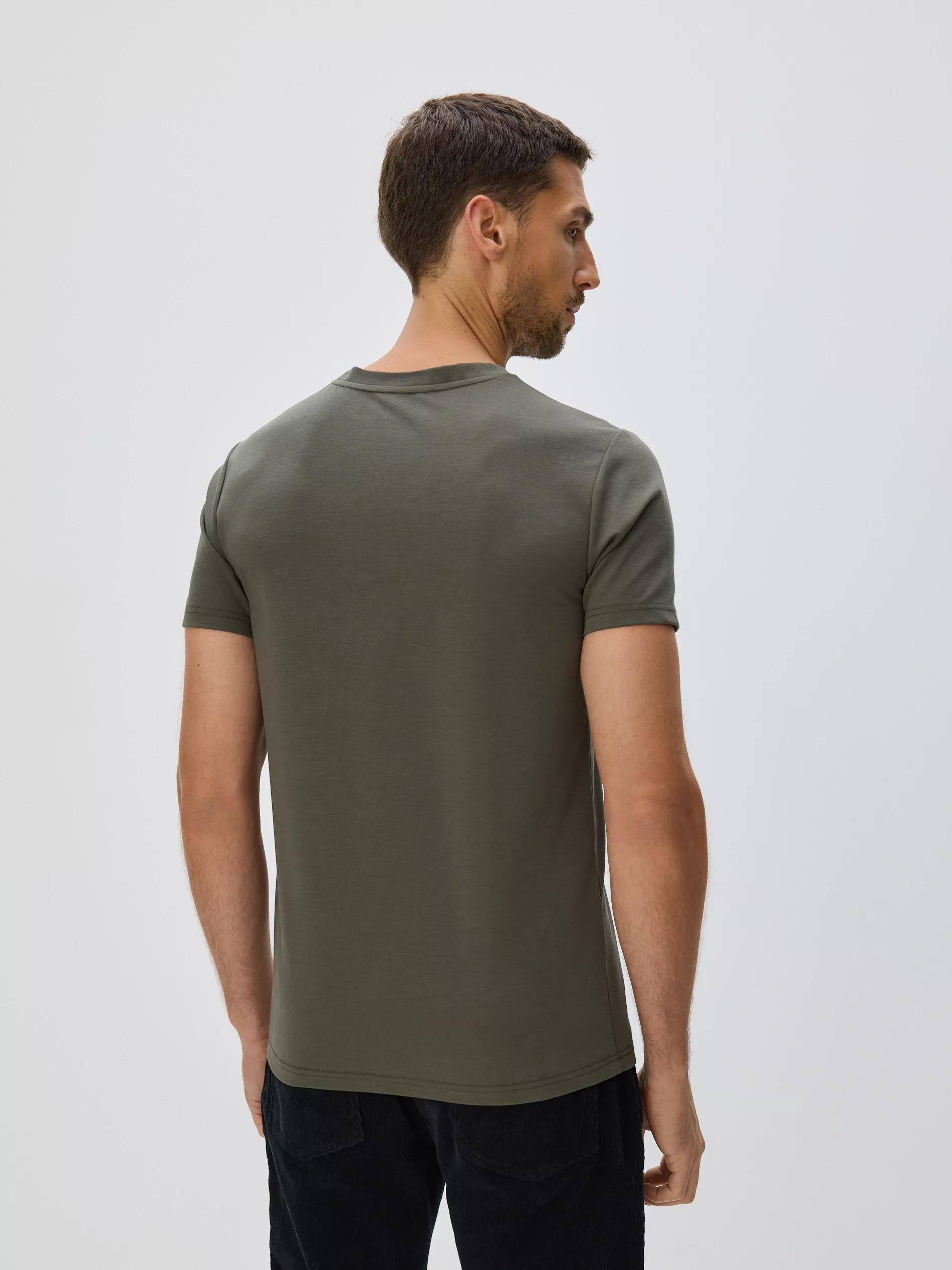 Green Printed Slim Fit T-Shirt, Khaki, large image number 4