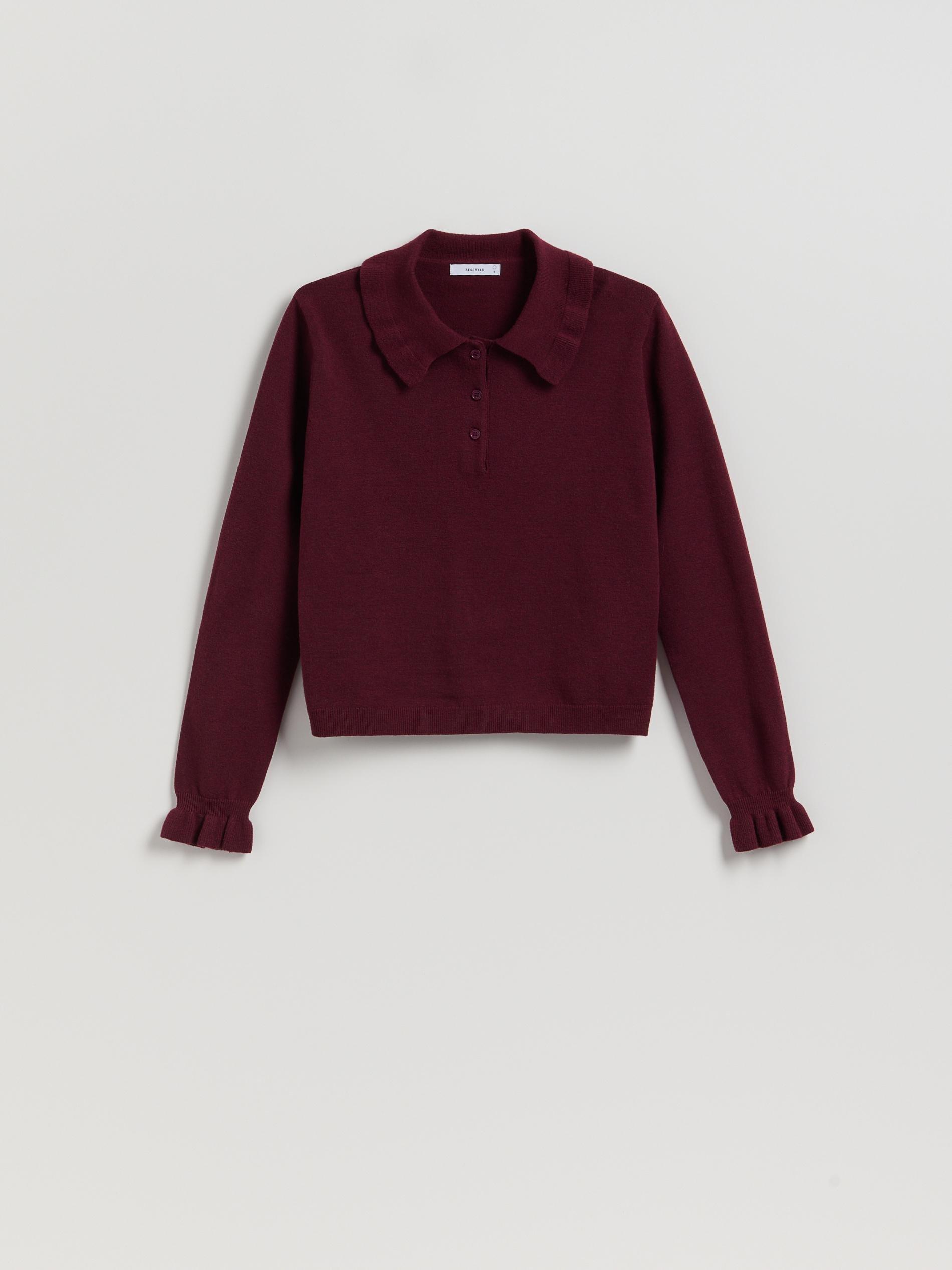 Maroon Jumper With Ruffle Details, Burgundy, medium