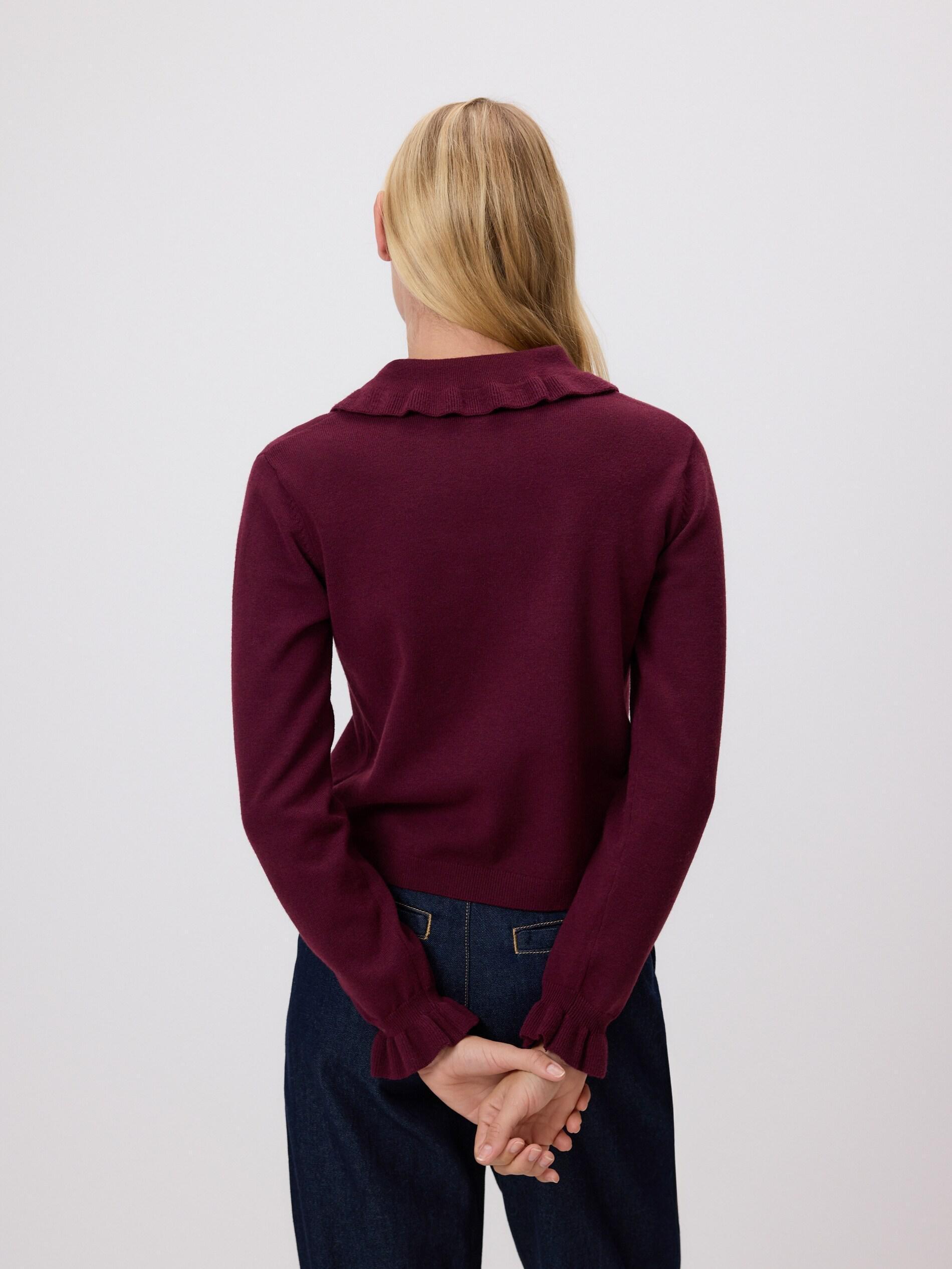 Maroon Jumper With Ruffle Details, Burgundy, large image number 2