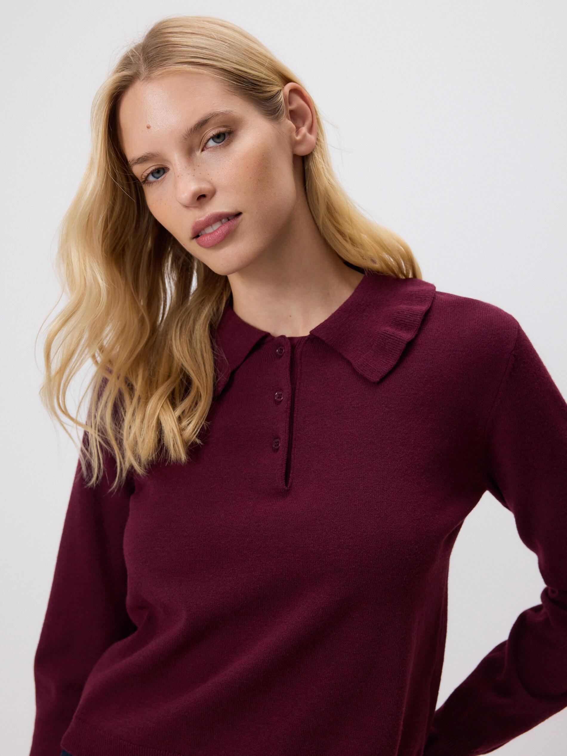 Maroon Jumper With Ruffle Details, Burgundy, large image number 3