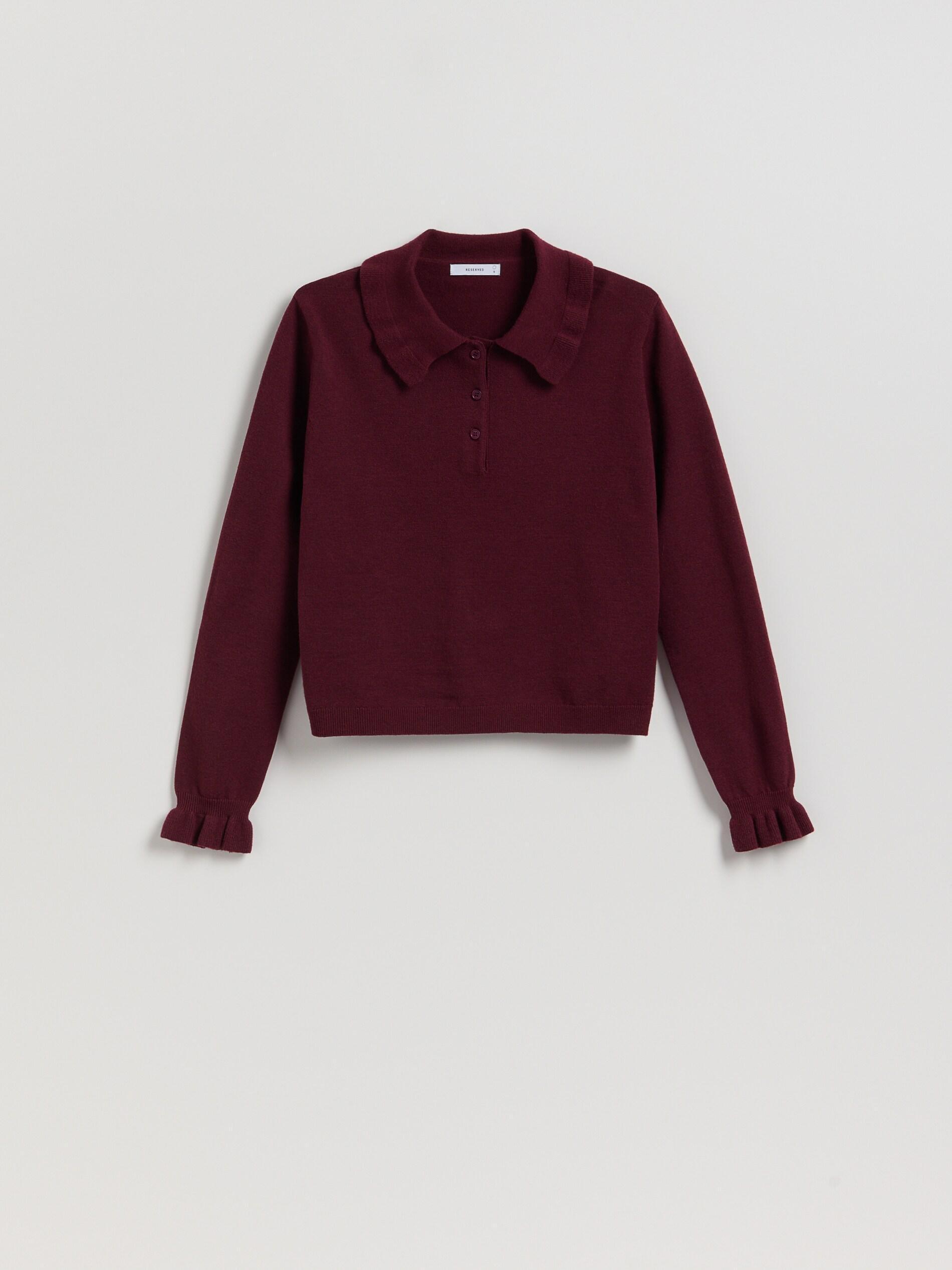 Maroon Jumper With Ruffle Details, Burgundy, large image number 4
