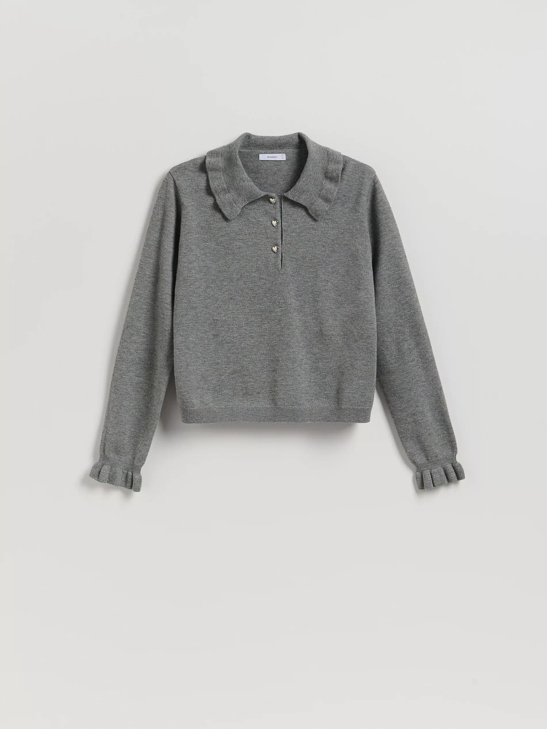 Grey Jumper With Ruffle Details, Grey, medium