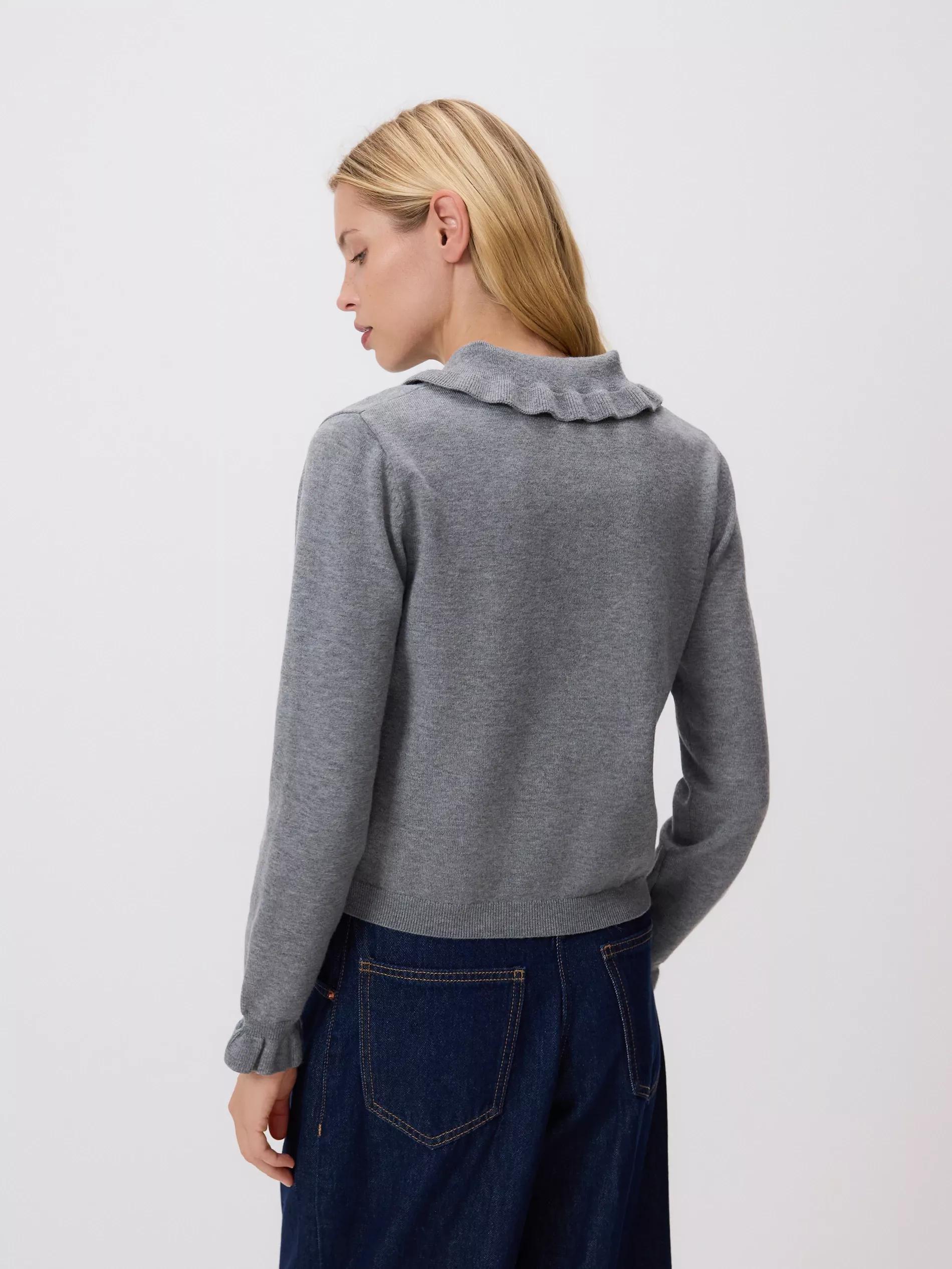 Grey Jumper With Ruffle Details, Grey, medium