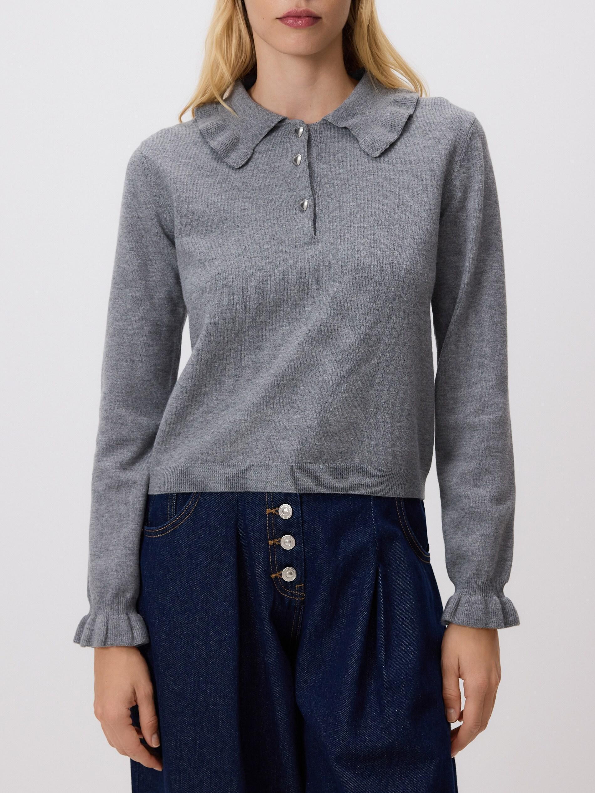 Grey Jumper With Ruffle Details, Grey, large image number 3