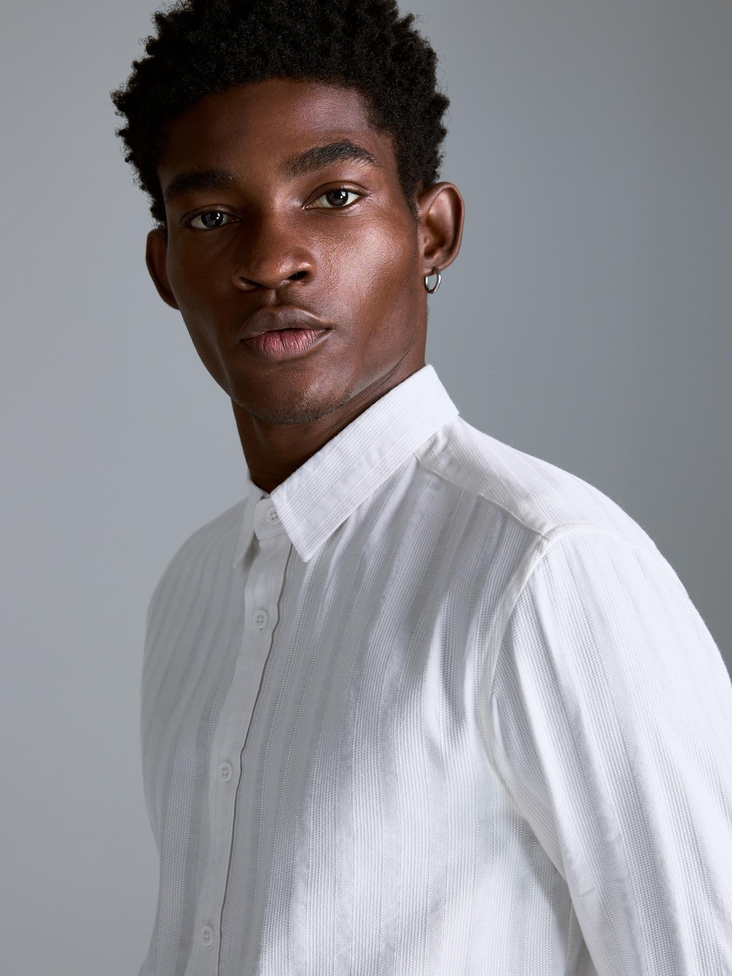 Cream Slim Fit Cotton Rich Shirt, Ivory, medium