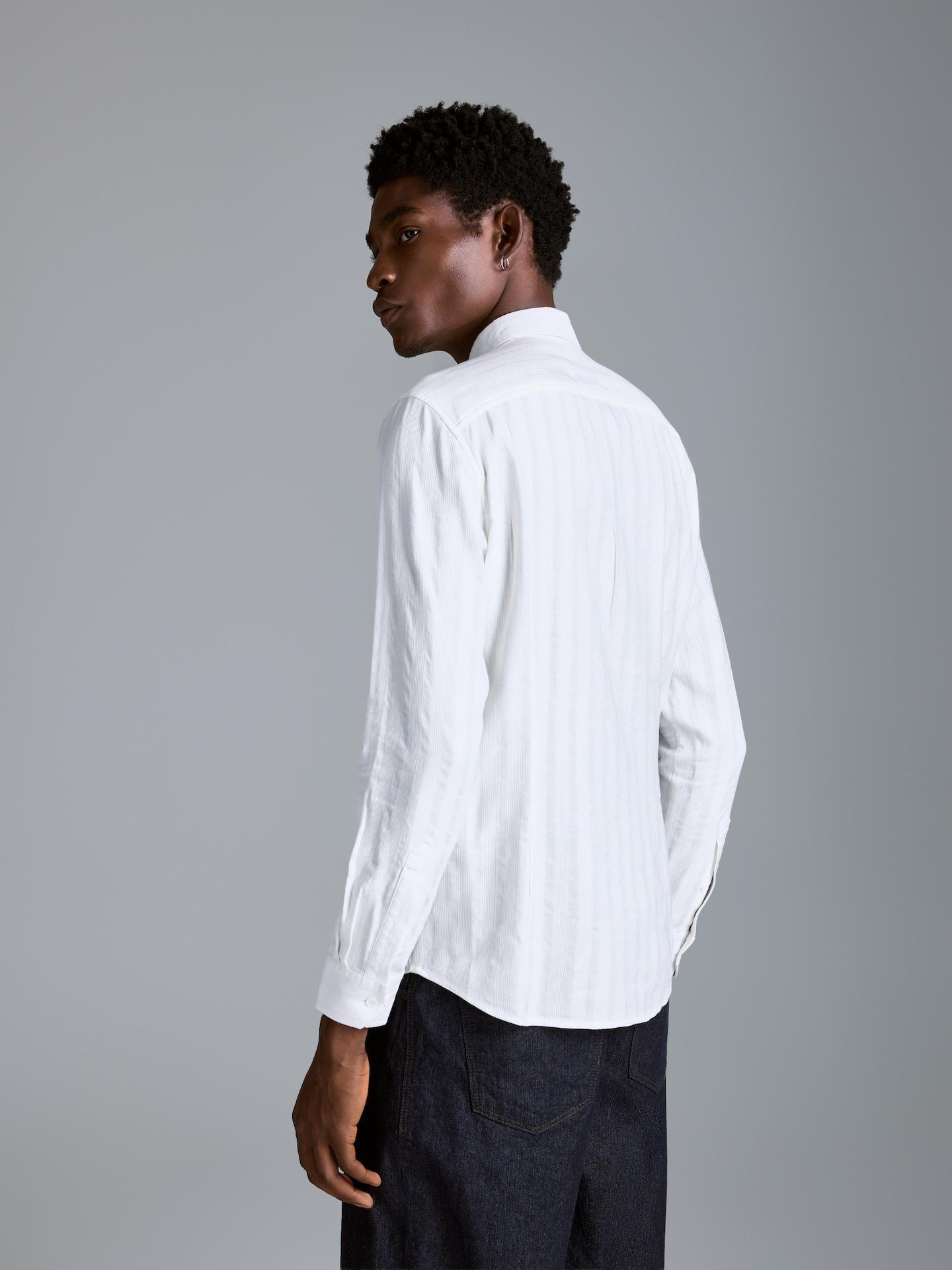 Cream Slim Fit Cotton Rich Shirt, Ivory, large image number 2