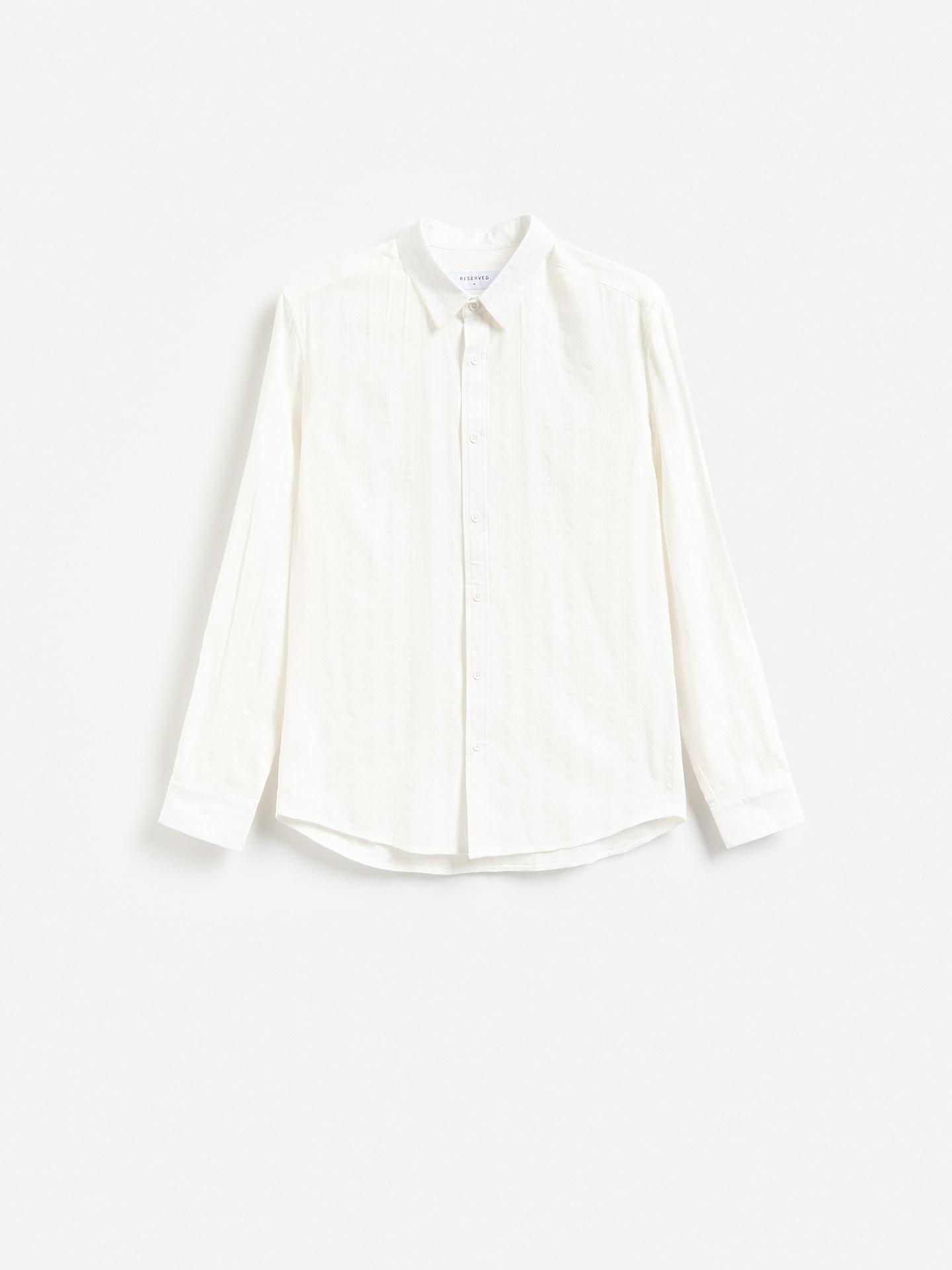 Cream Slim Fit Cotton Rich Shirt, Ivory, large image number 5