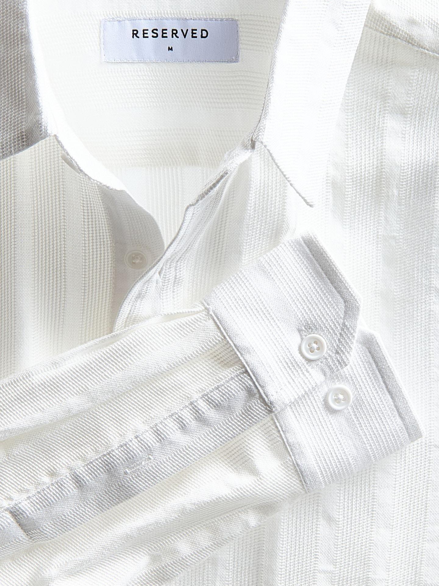 Cream Slim Fit Cotton Rich Shirt, Ivory, large image number 6