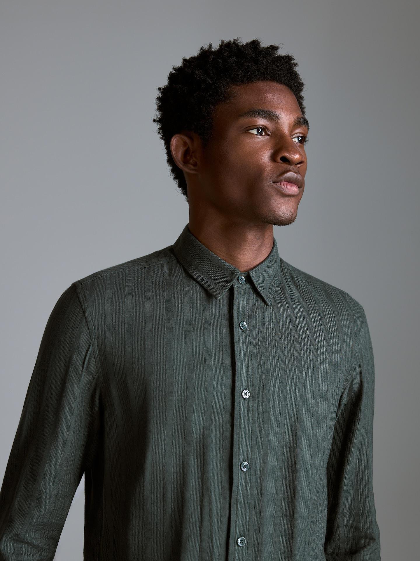 Green Slim Fit Cotton Rich Shirt, Turquoise, medium
