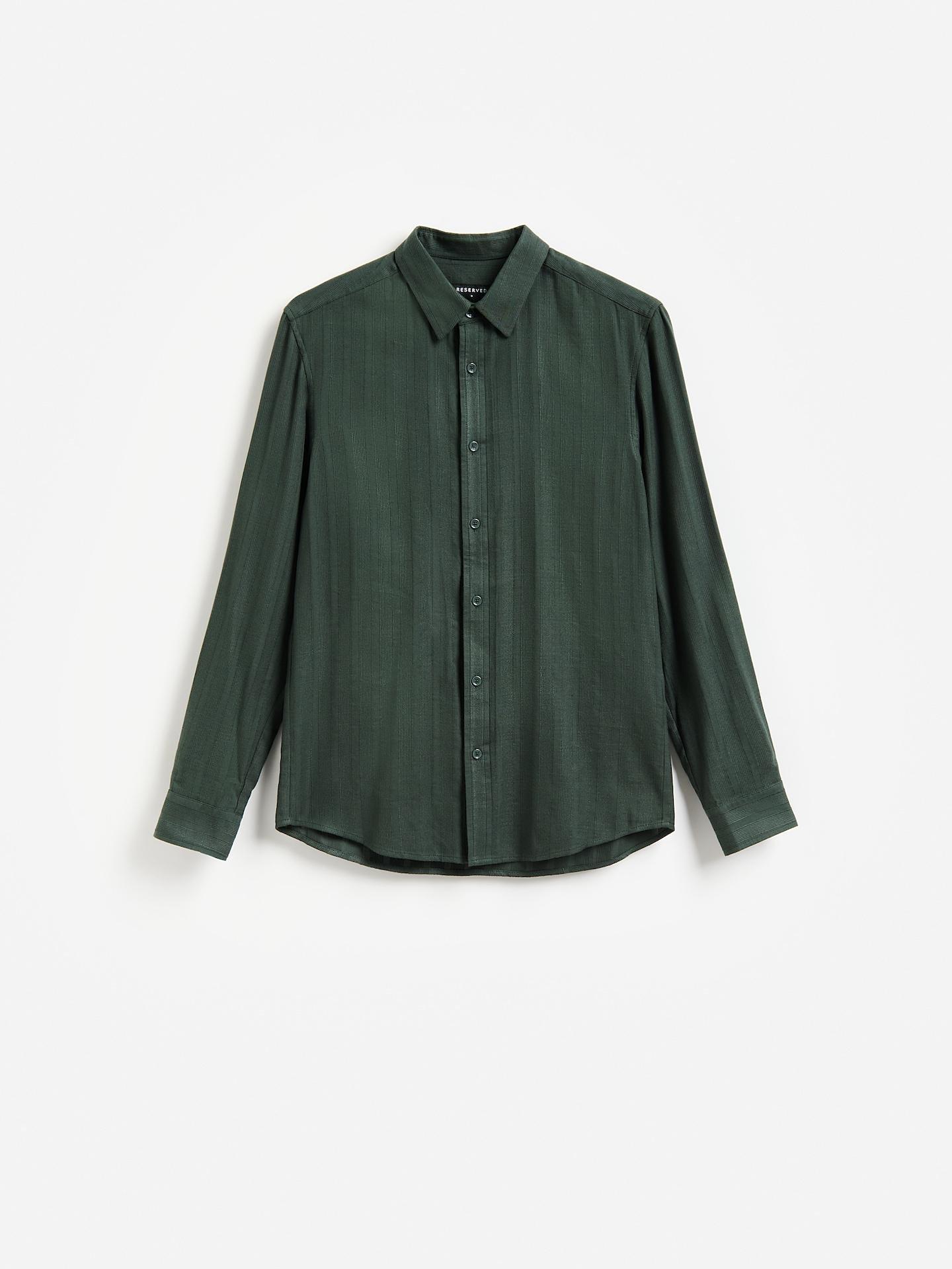 Green Slim Fit Cotton Rich Shirt, Turquoise, large image number 4