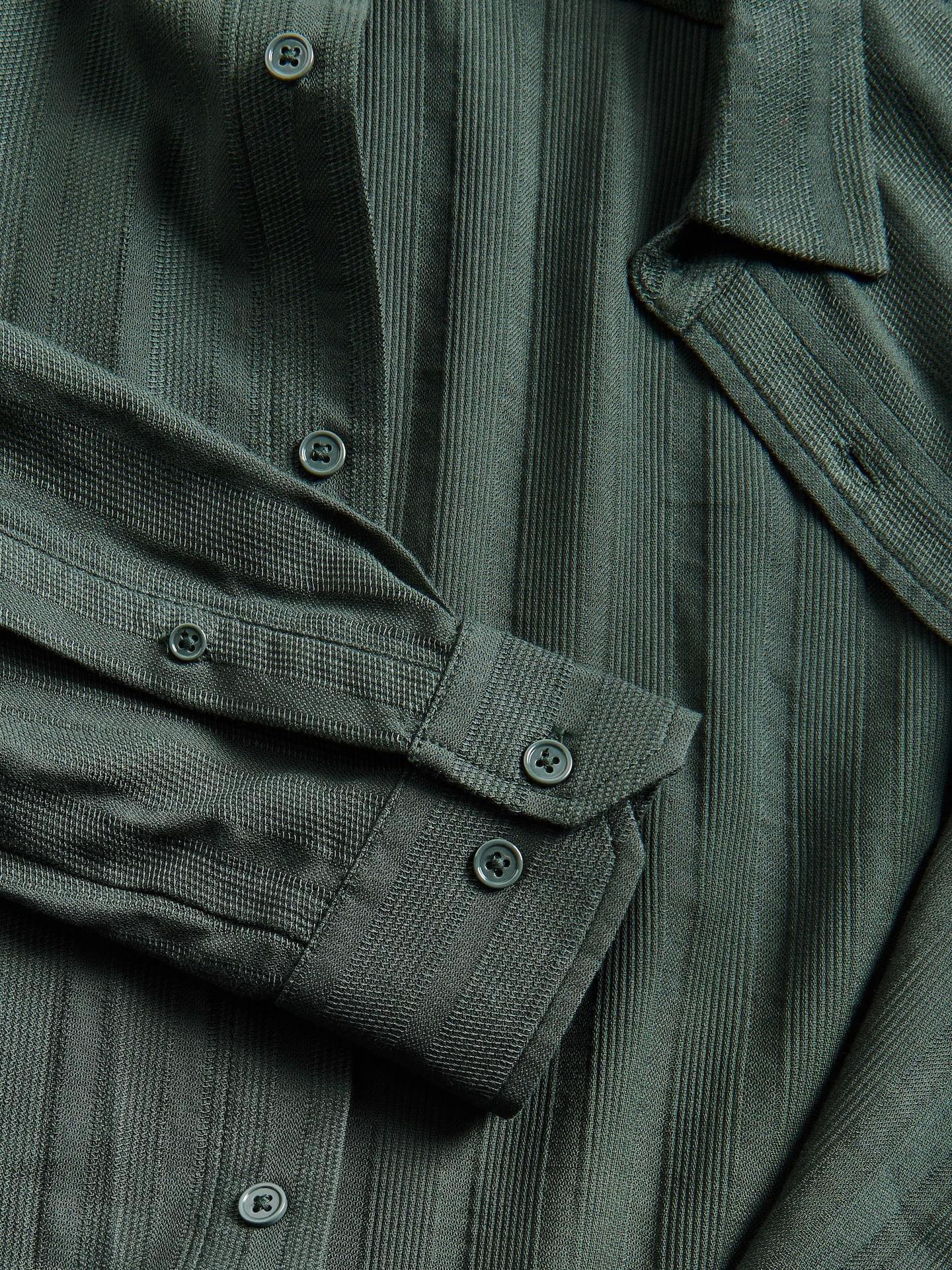 Green Slim Fit Cotton Rich Shirt, Turquoise, large image number 5