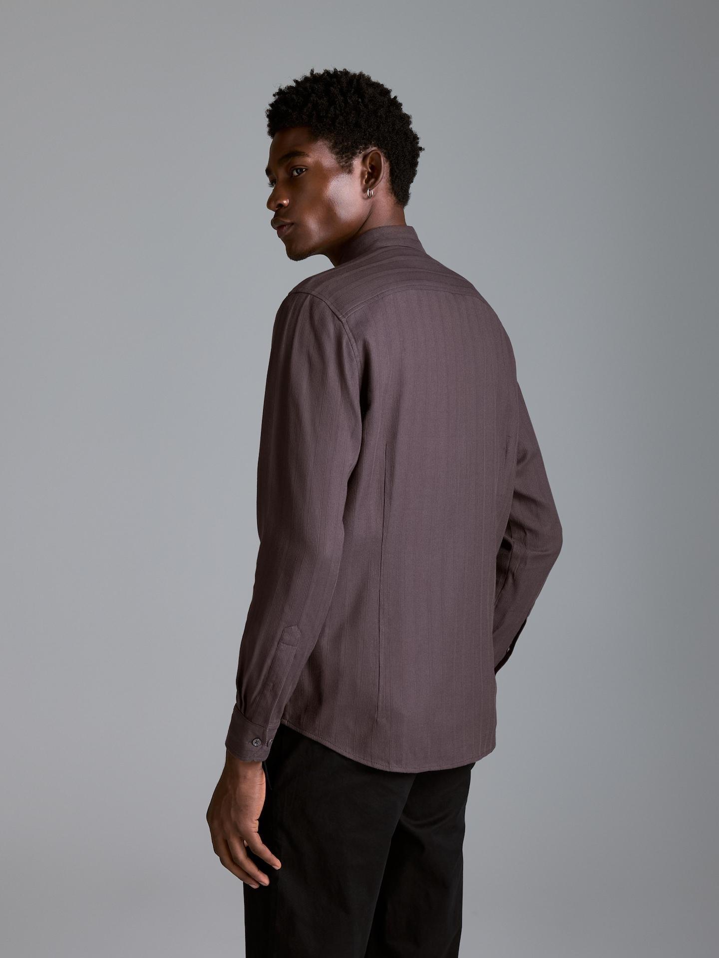 Brown Slim Fit Cotton Rich Shirt, Brown, large image number 3