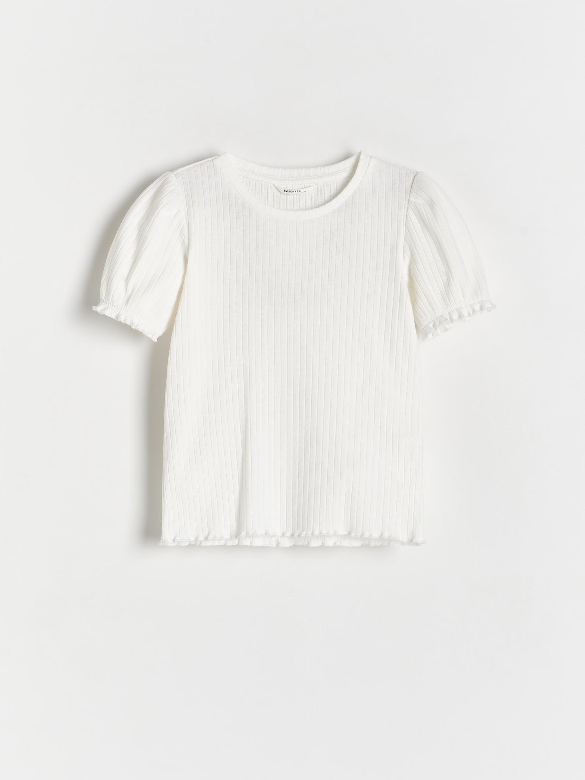 Reserved - Cream Rib Knit T-Shirt, Kids Girls