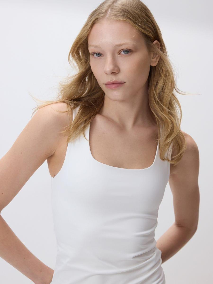 White Simple Top, White, medium