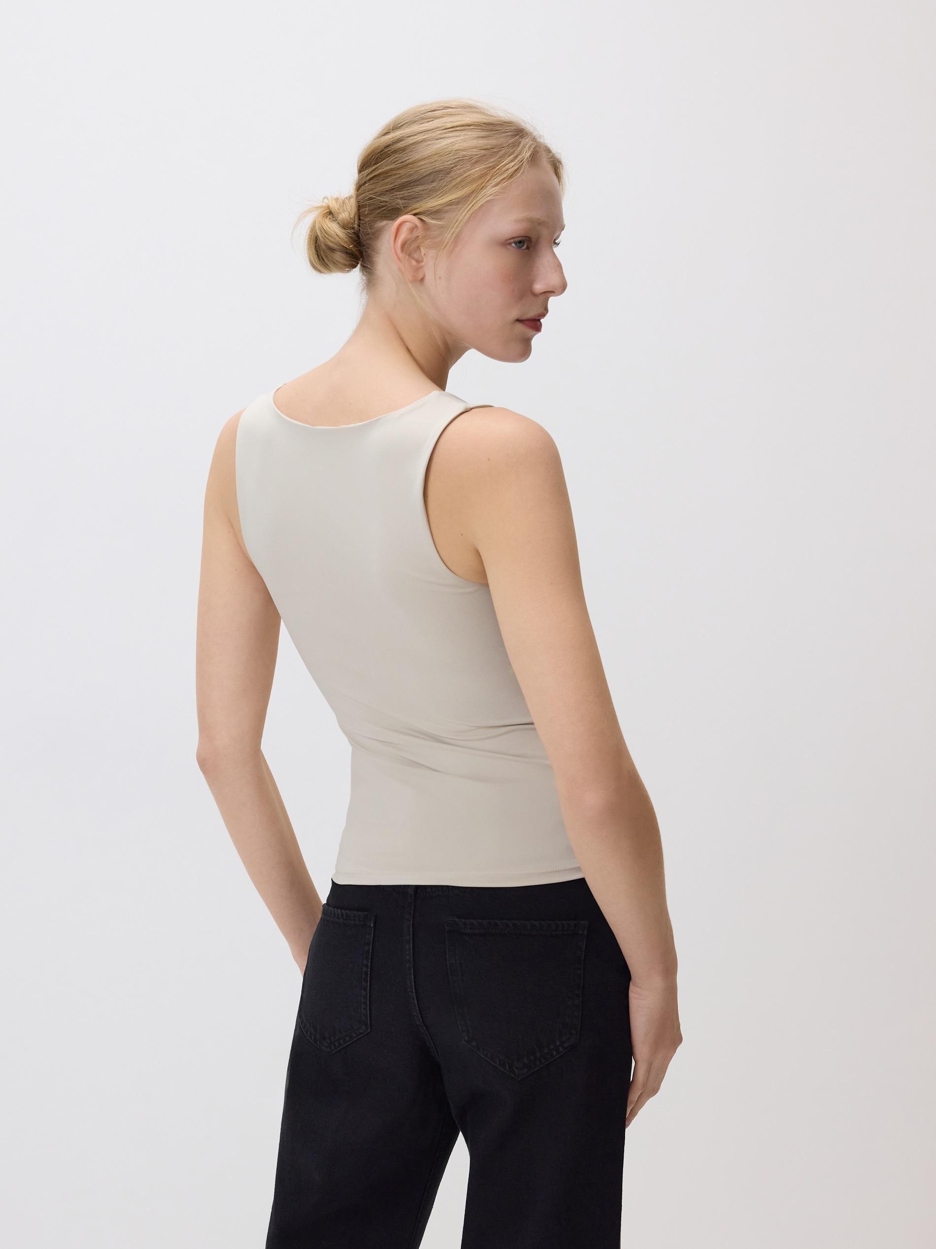 Beige Plain Top, Beige, large image number 3
