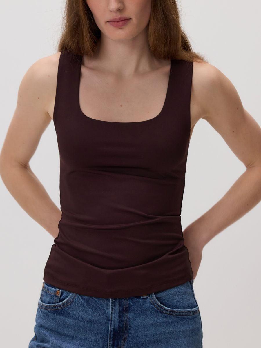 Brown Simple top, Brown, medium