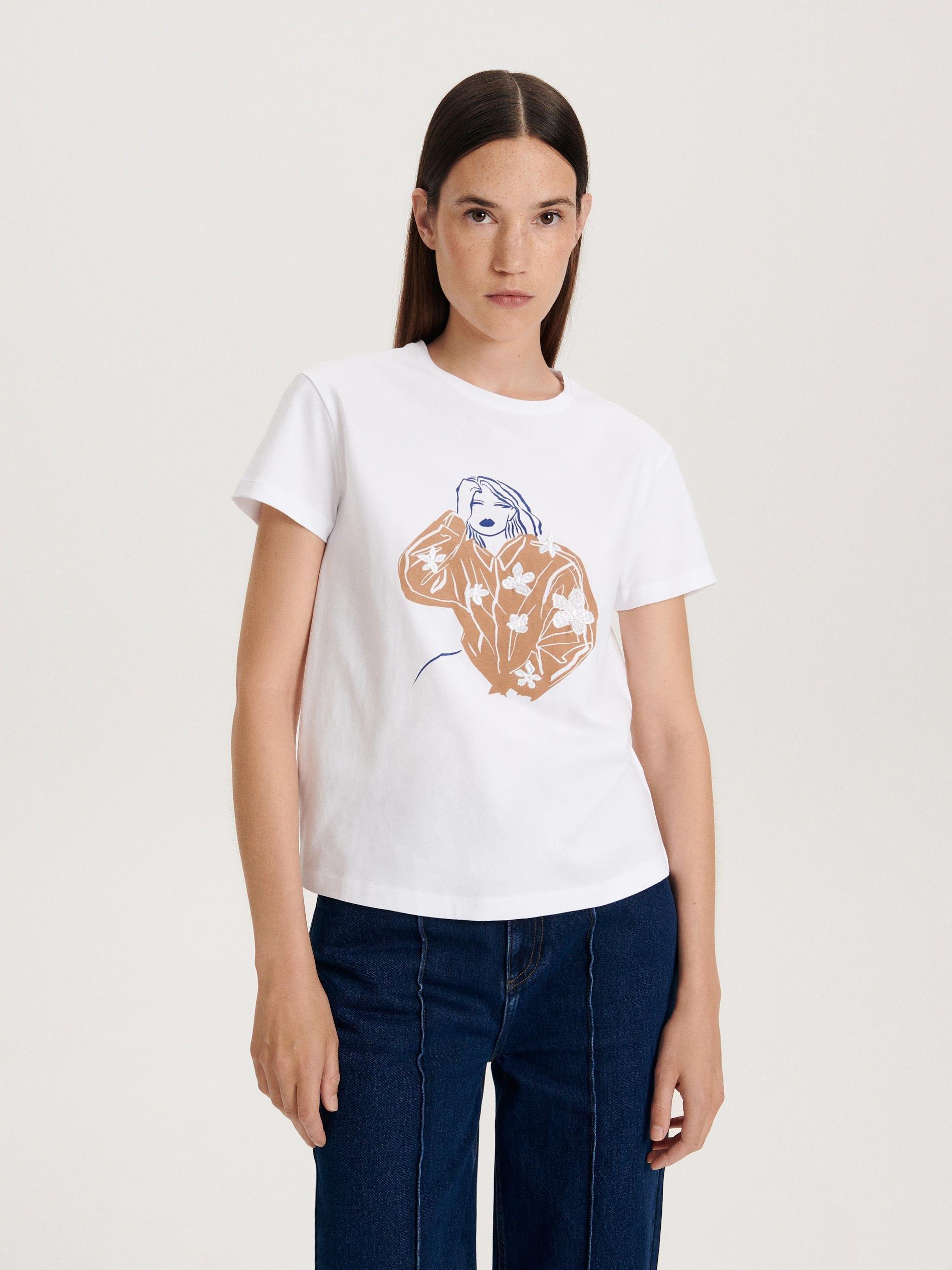 White Embroidered T-Shirt, , large image number 0