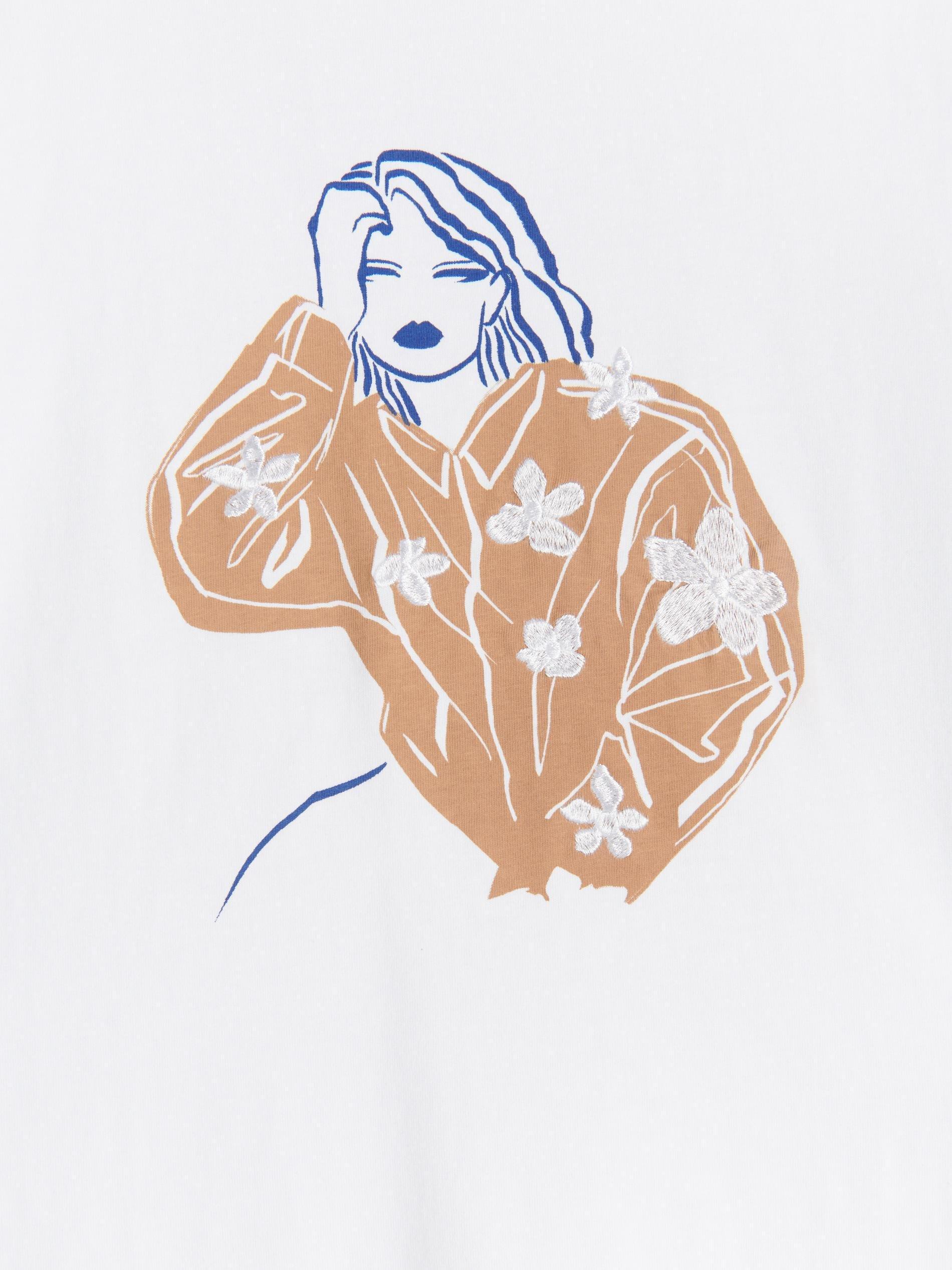 White Embroidered T-Shirt, , large image number 4