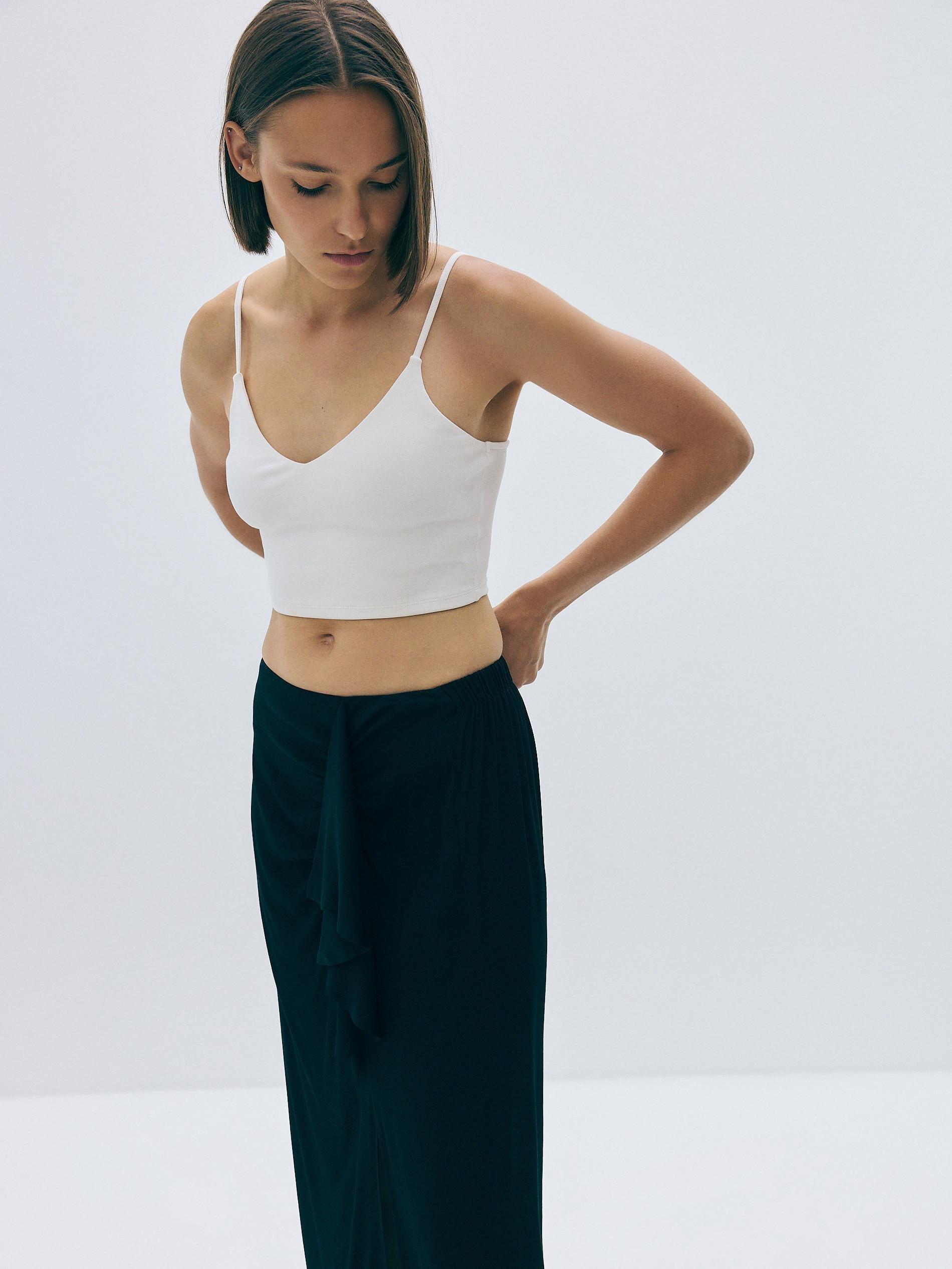 Black Maxi Skirt With Ruffle Hem, , large image number 2