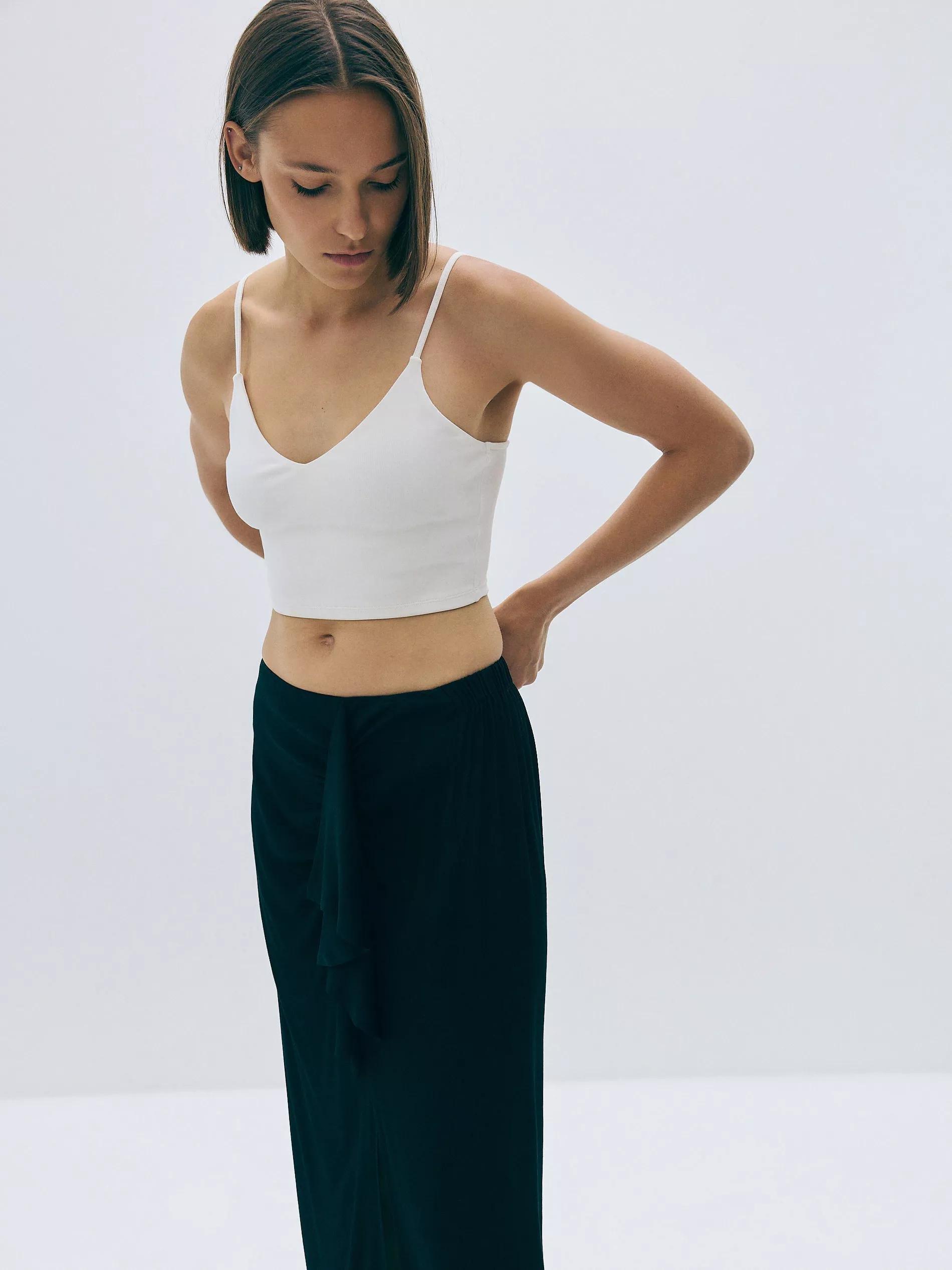 Black Maxi Skirt With Ruffle Hem, , large image number 7