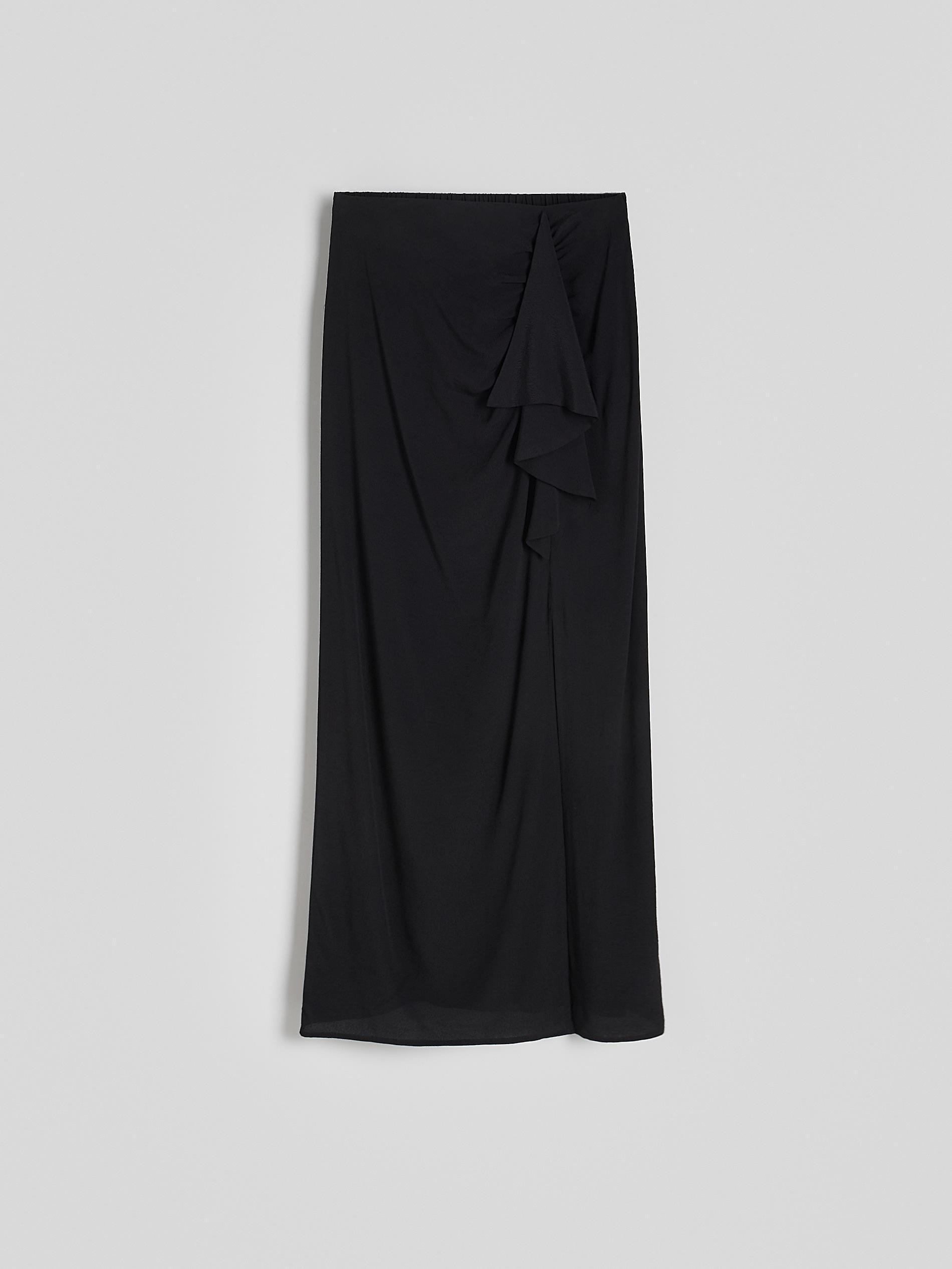 Black Maxi Skirt With Ruffle Hem, , large image number 8